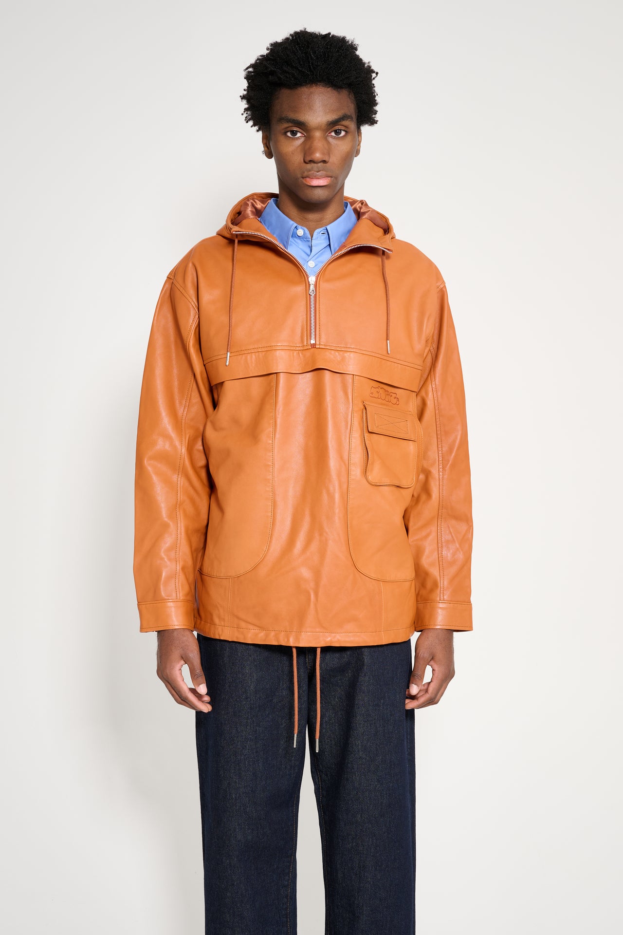 Très Bien / Sneeze Chesterfield Leather Anorak Jacket Cognac