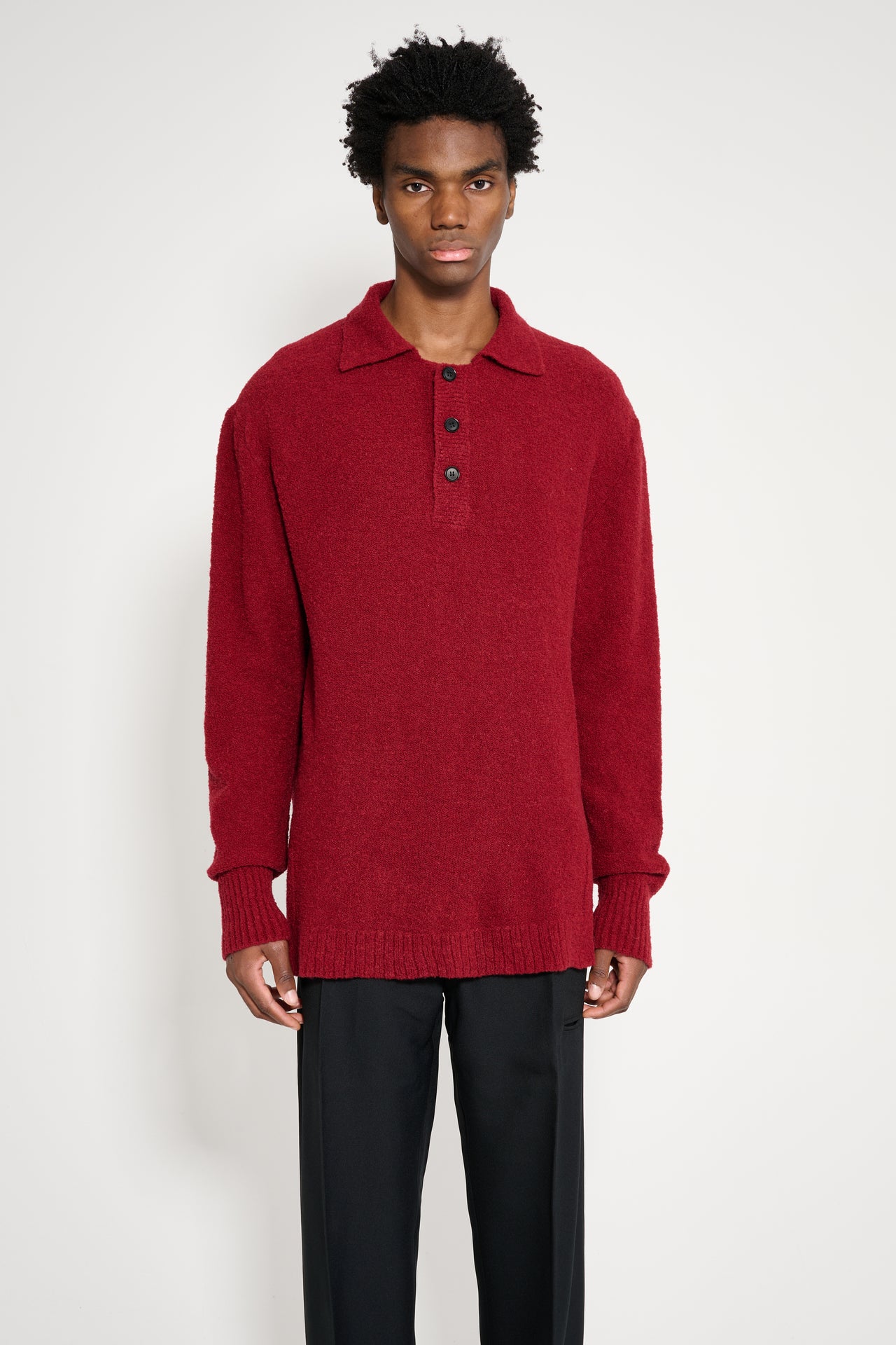 TRES BIEN ATELJÉ Knit Box Polo Burgundy