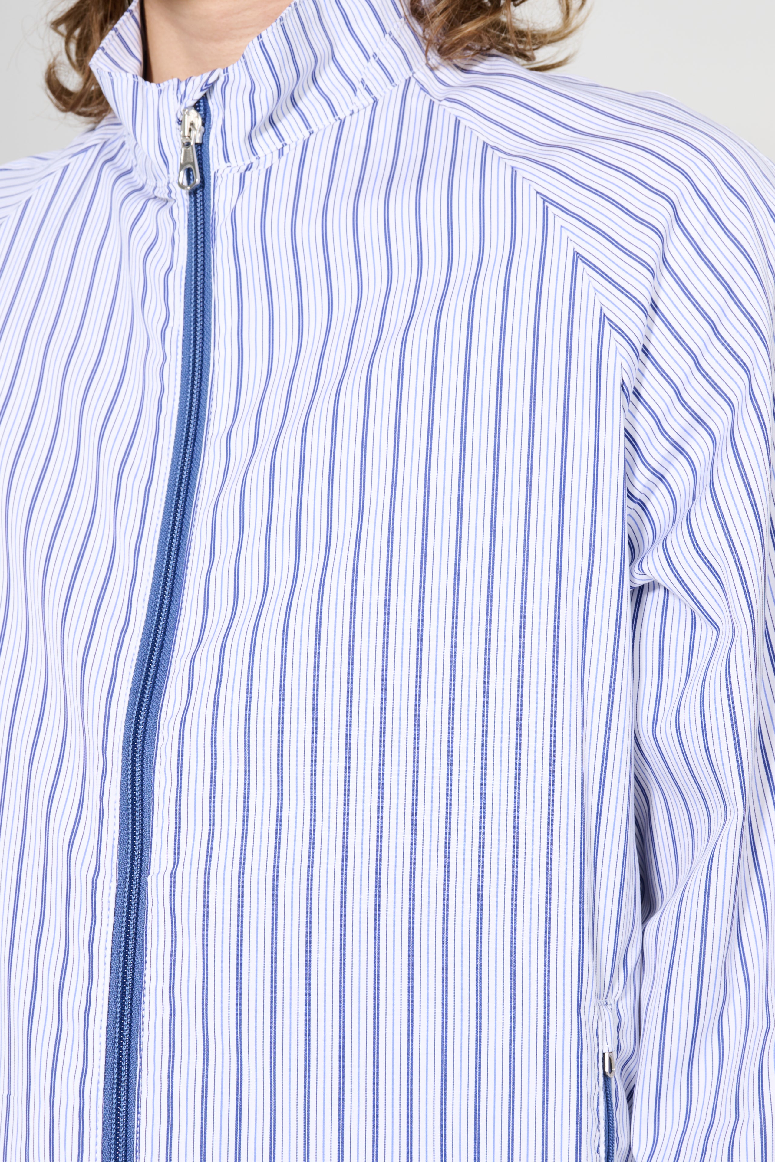 Très Bien Warm Up Shirt Jacket Stripe White / Blue