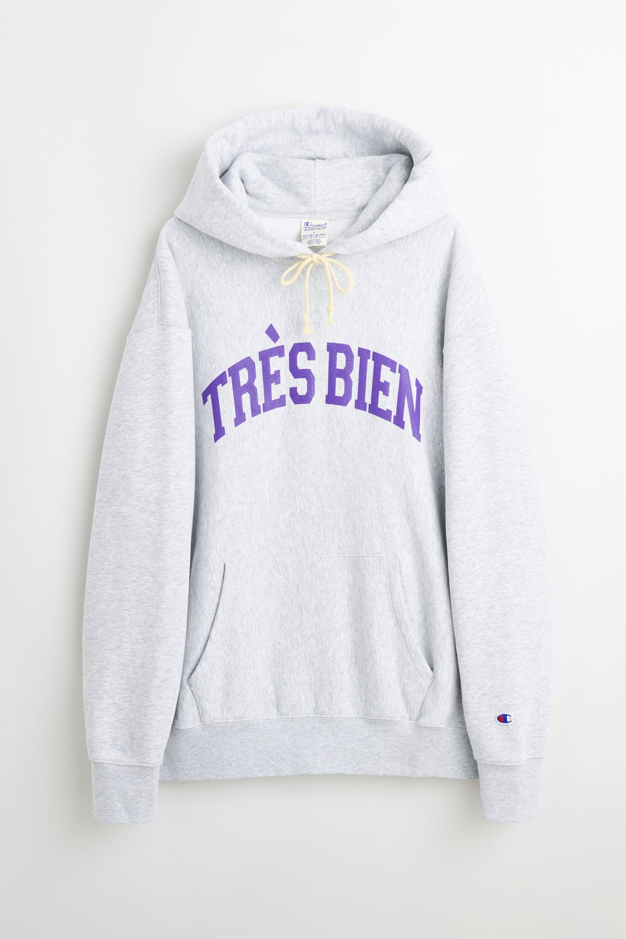 TRÈS BIEN x Champion Reverse Weave Arch Logo Hoodie Grey