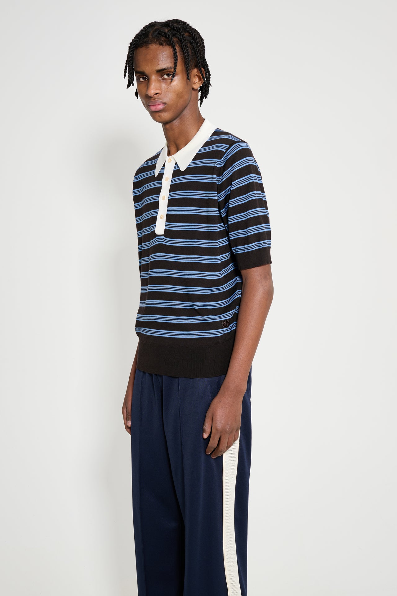 Wales Bonner Breeze Polo Dark Brown / Blue / Ivory
