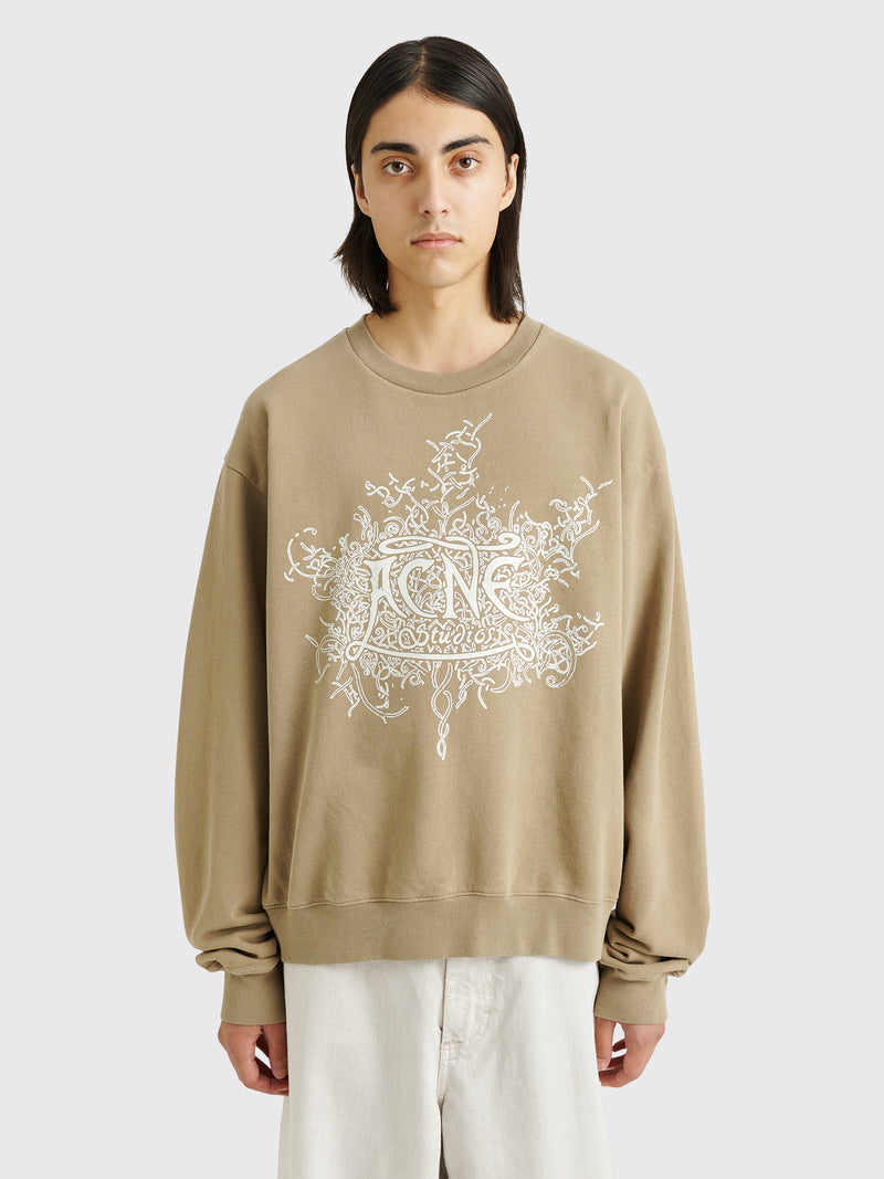 Acne Studios - glow in the dark logo sweater dark beige