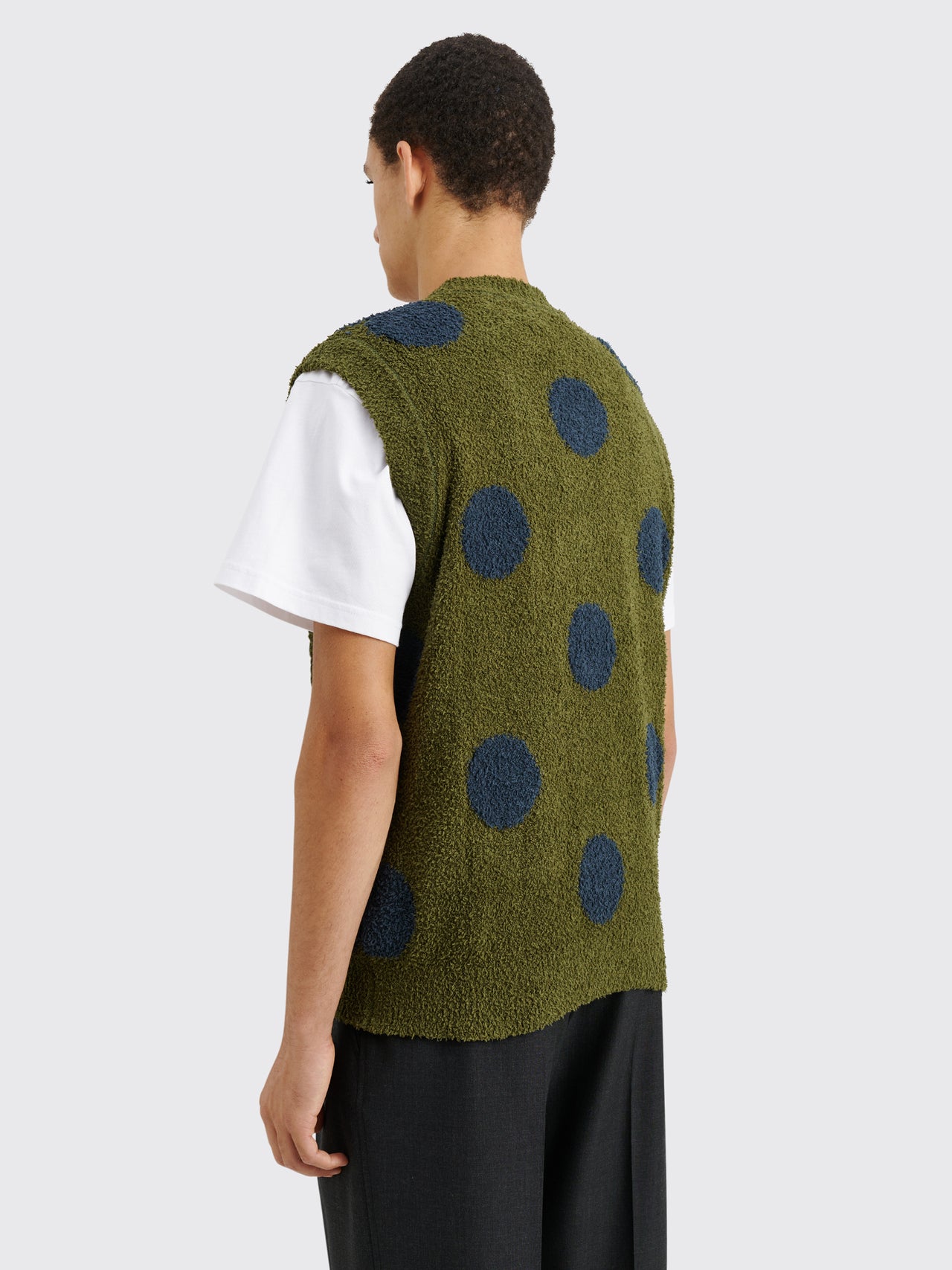 Brain Dead Teddy Fur Dot Knit Sweater Vest Olive