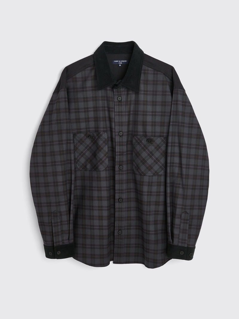 Comme des Garçons - homme wool panel shirt navy / black