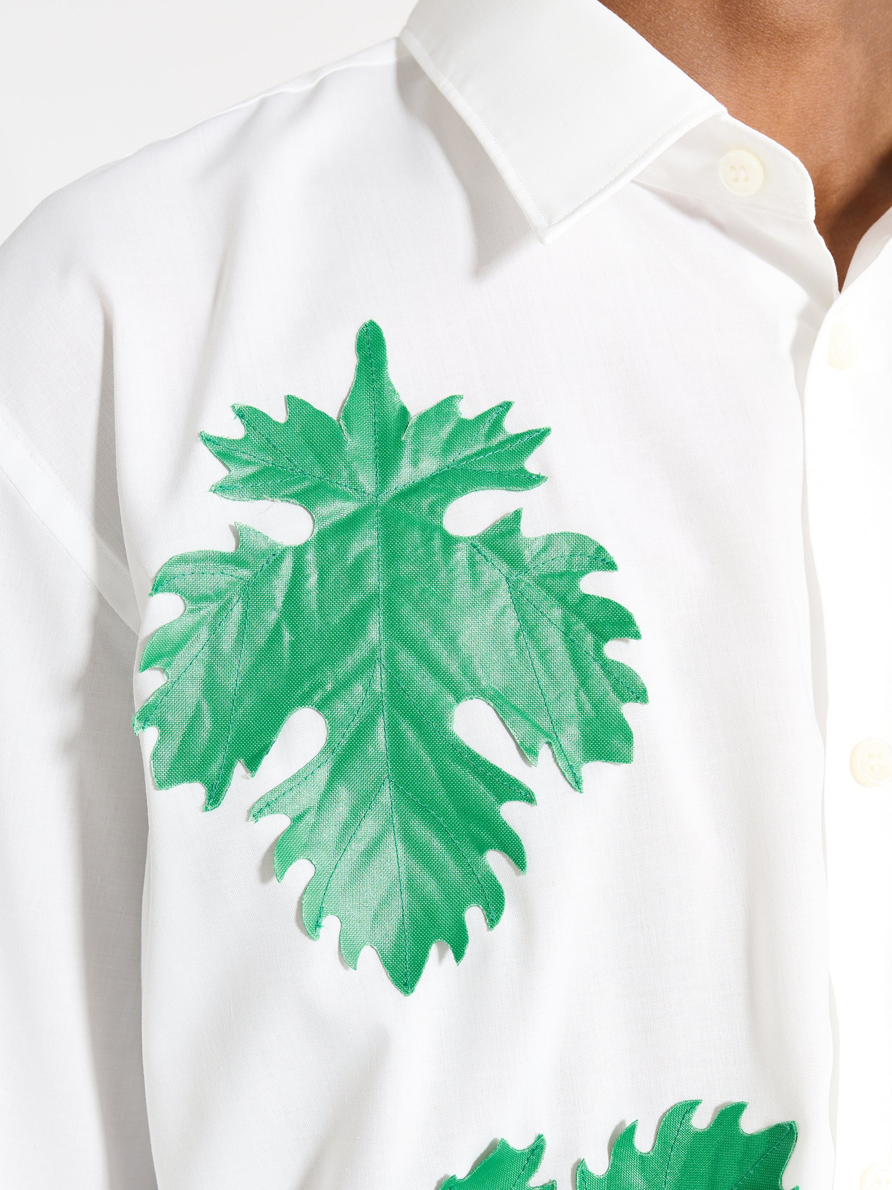 Comme des Garçons Homme Plus Broad Leaf Motif C Shirt White / Green