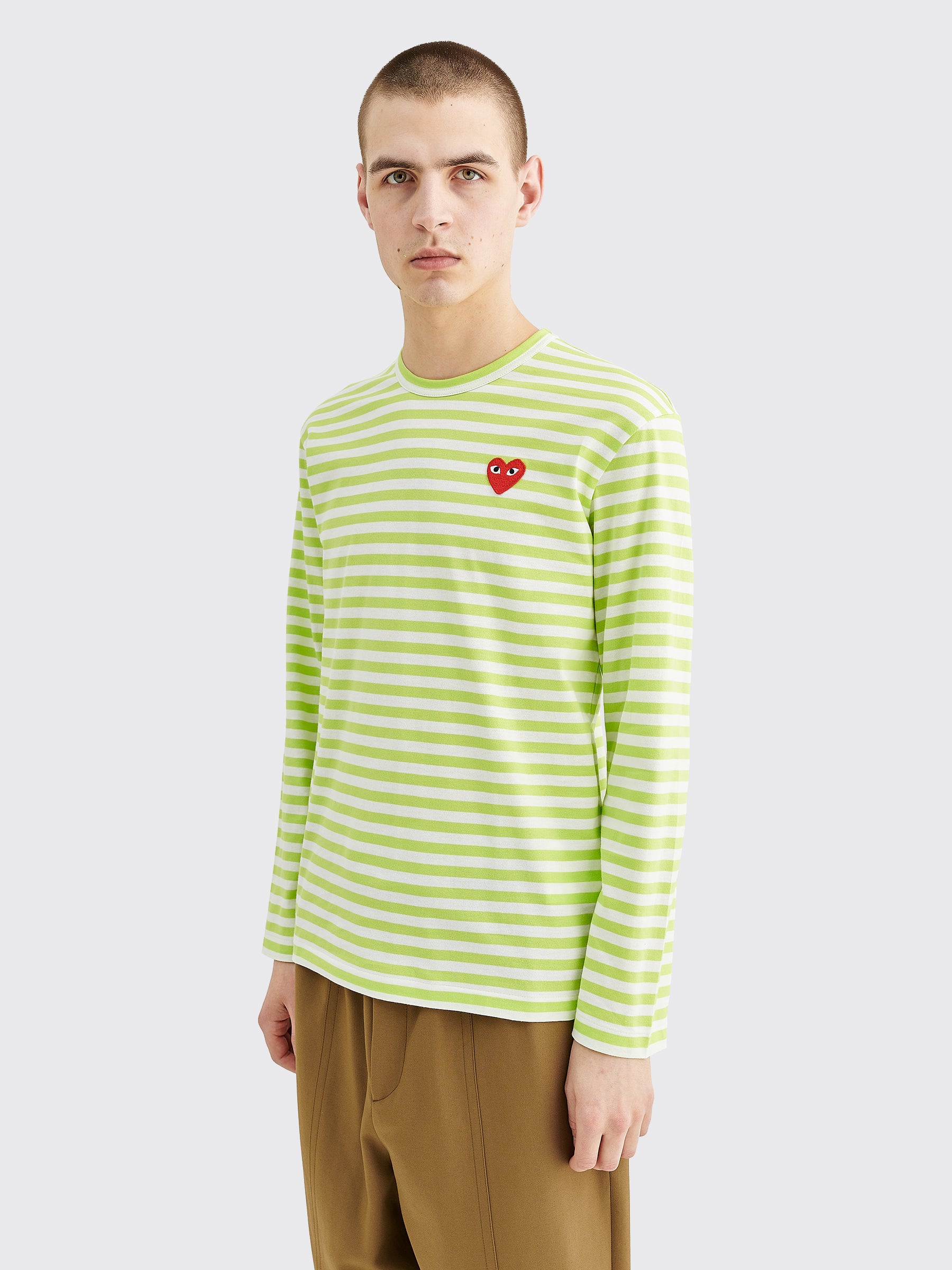 Comme des Garçons Play Small Heart LS T-shirt Stripe Green