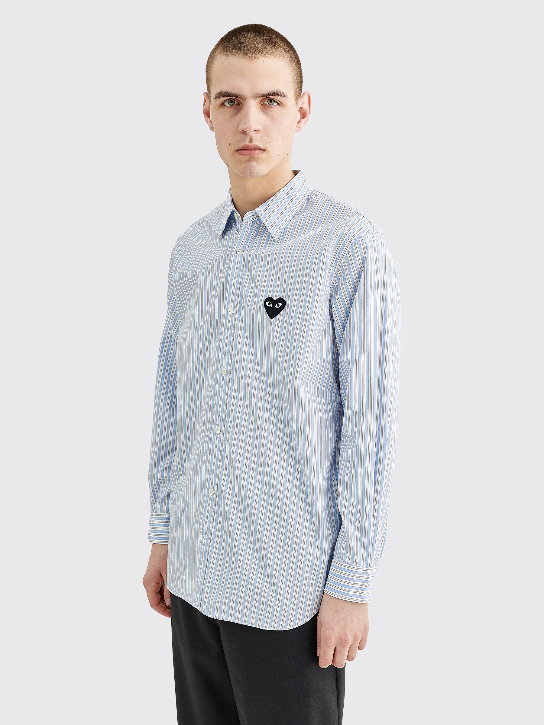 Comme des Garçons Play Small Heart LS Shirt Stripe Blue / White