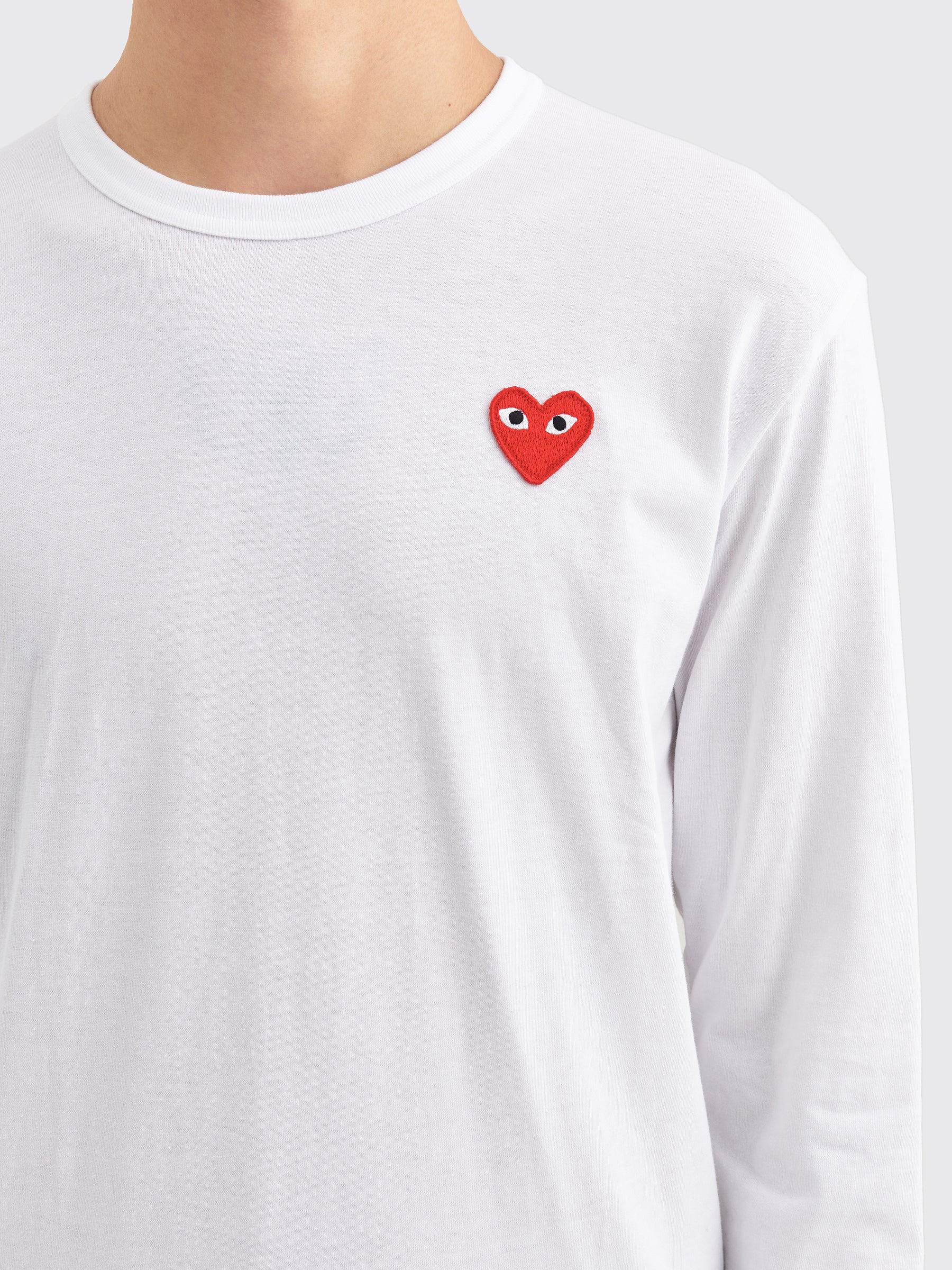 Comme des Garçons Play Small Heart LS T-shirt White Red
