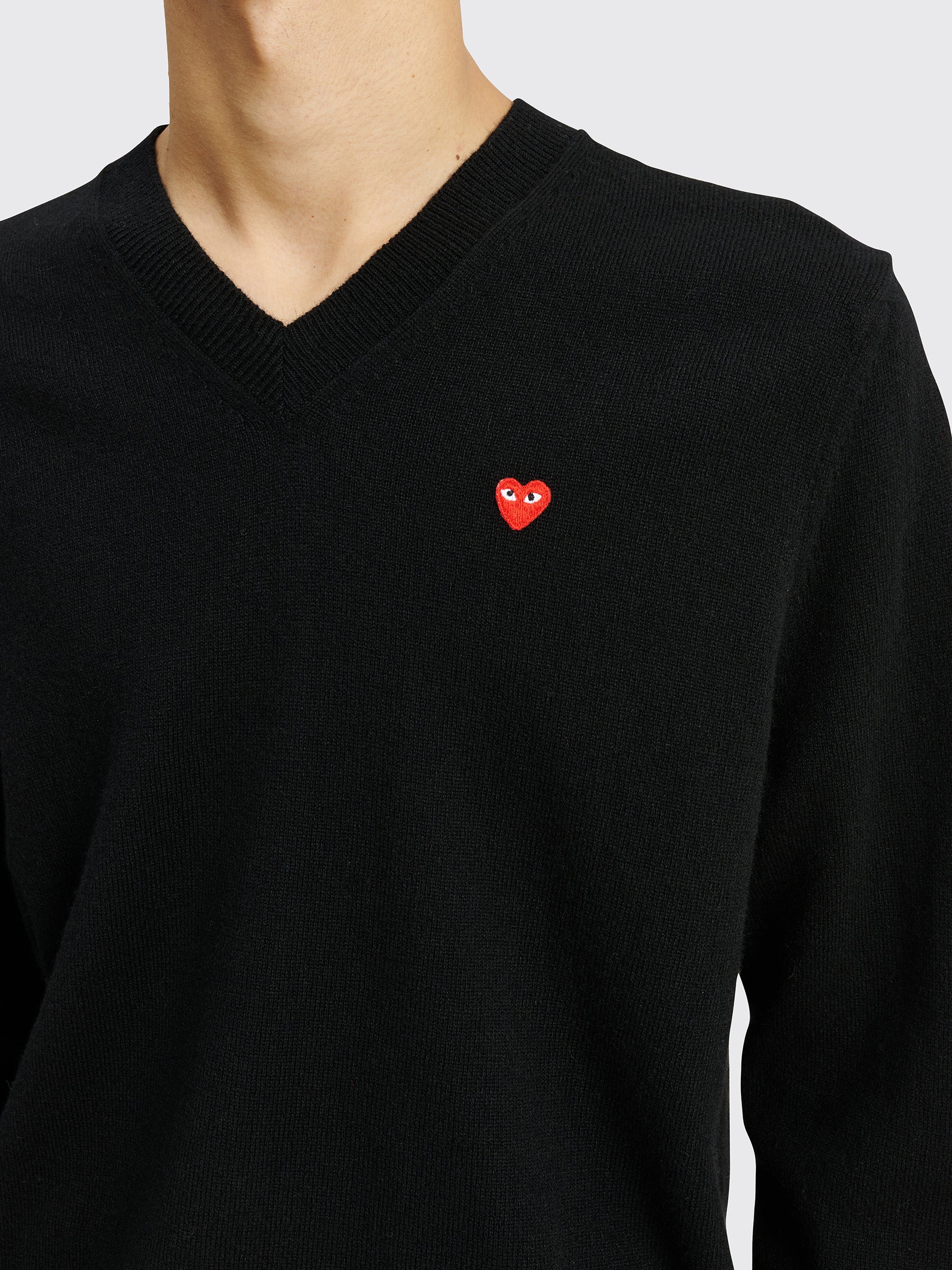 Comme des Garçons Play Mini Heart V-Neck Knit Sweater Black
