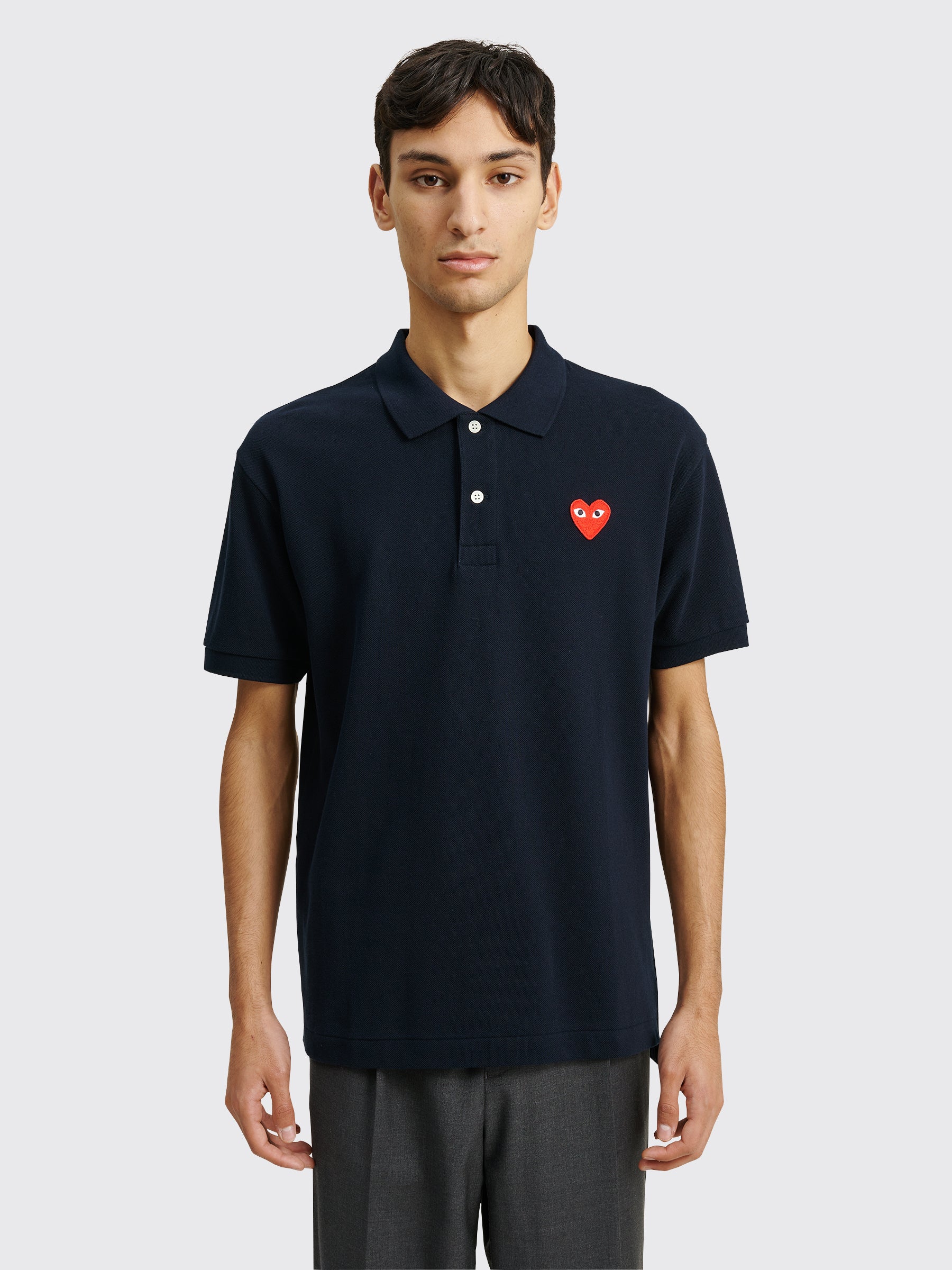 Comme des Garçons Play Small Heart Polo T-shirt Navy