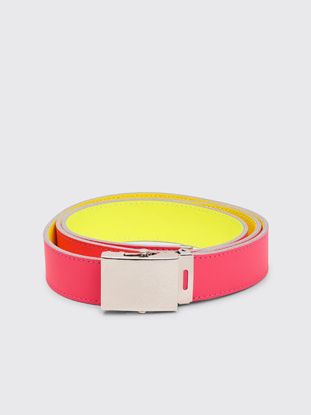 Comme des Garçons Wallet Super Fluo Leather Belt Pink / Yellow
