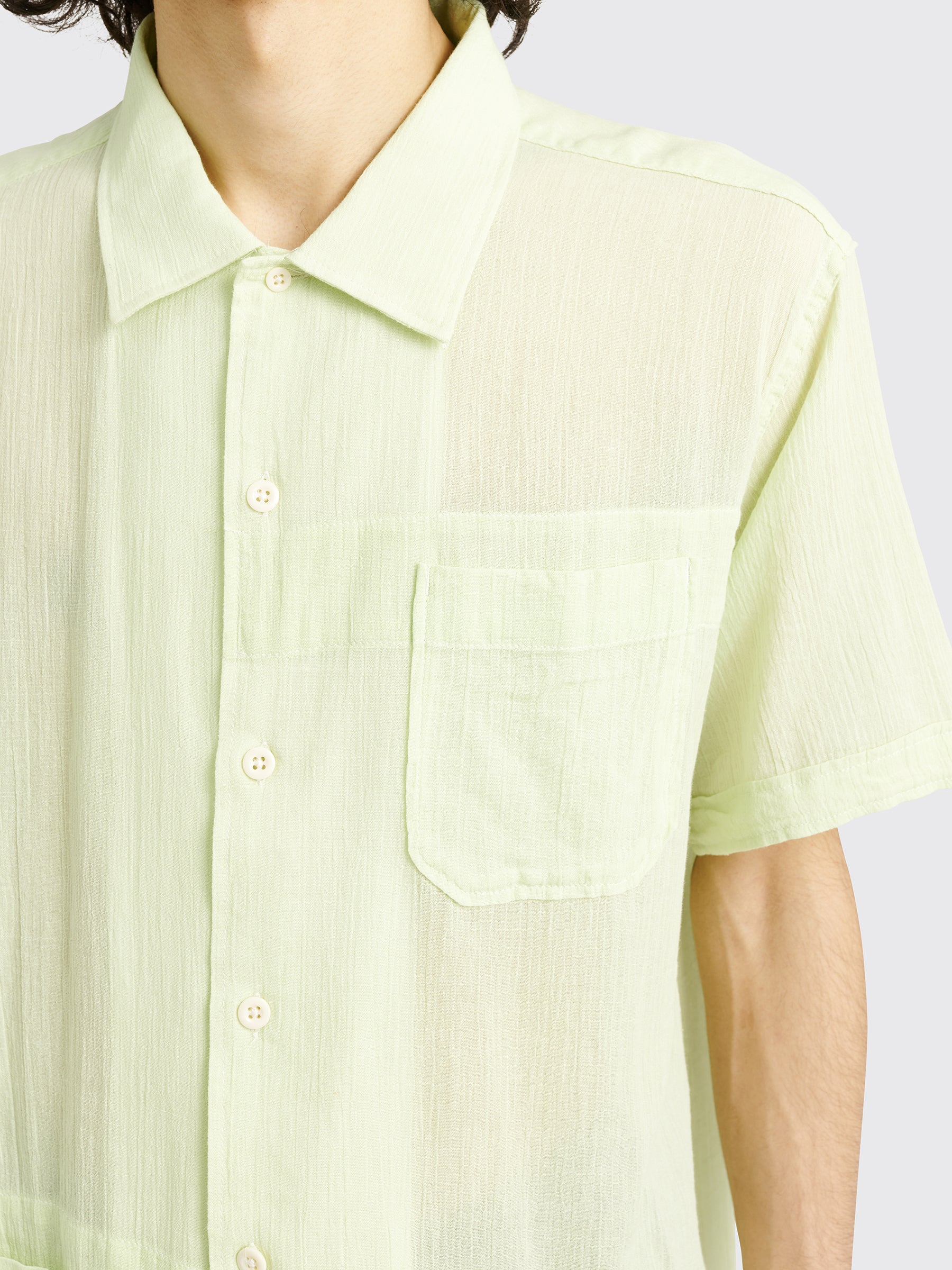 Engineered Garments Cotton Crepe Camp Shirt Lime