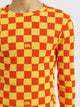 ERL Checker Print Waffle Longsleeve T-shirt Orange