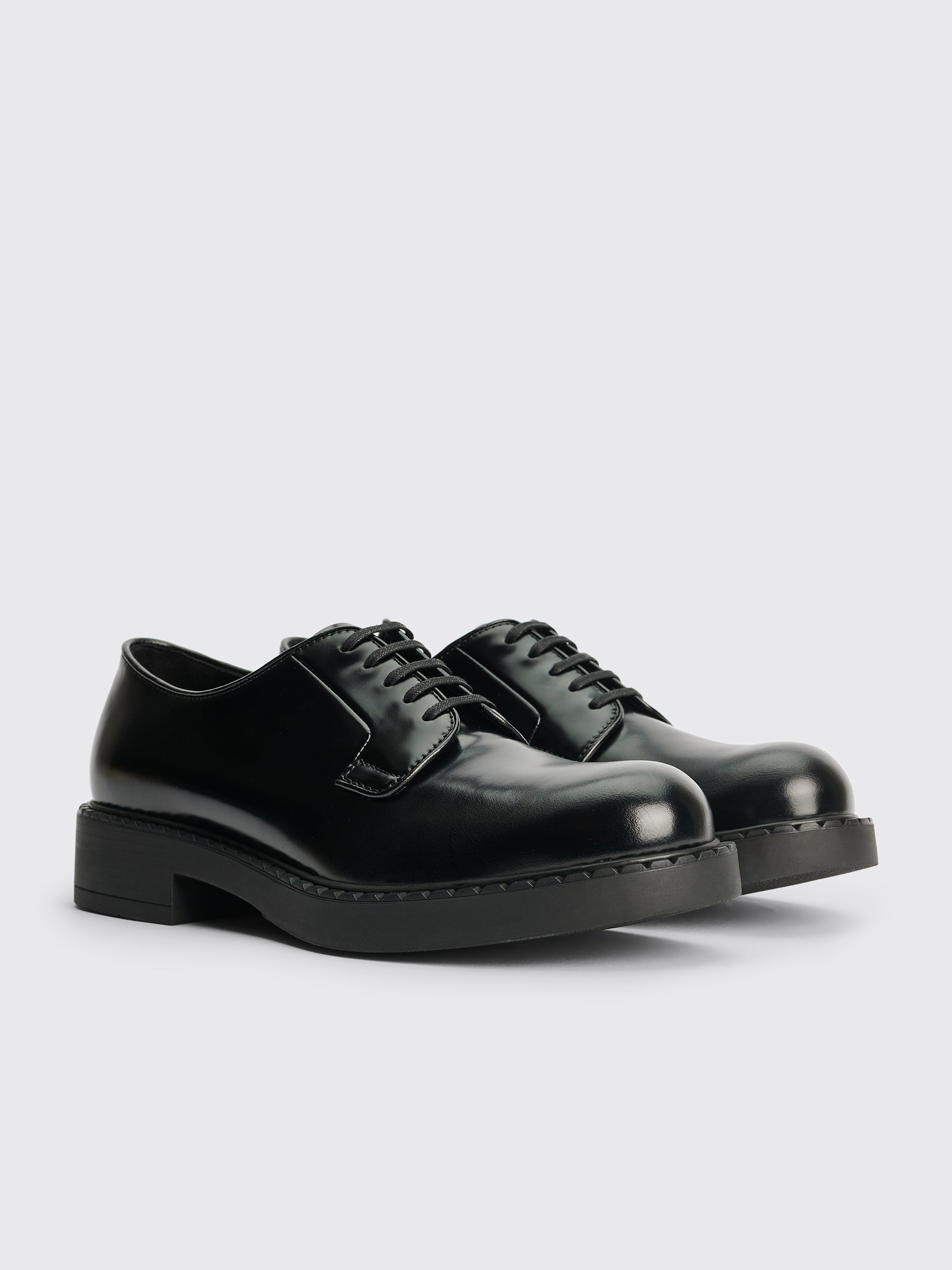 Prada Lace Up Derby Shoes Black