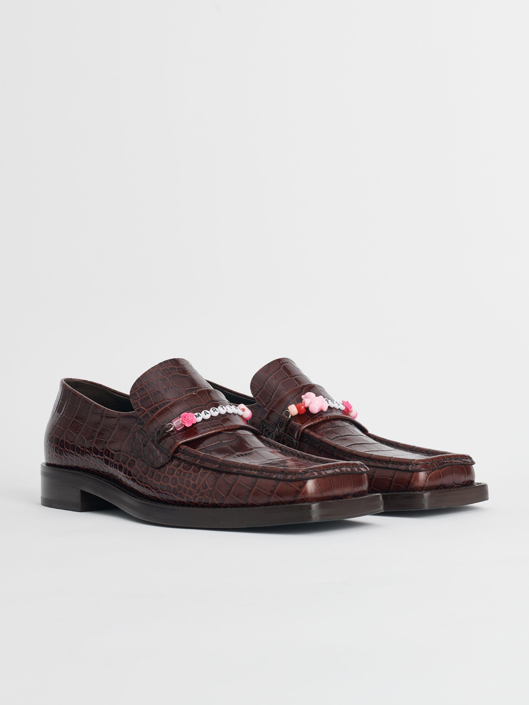 Martine Rose Beaded Square Toe Loafer Brown / Multi