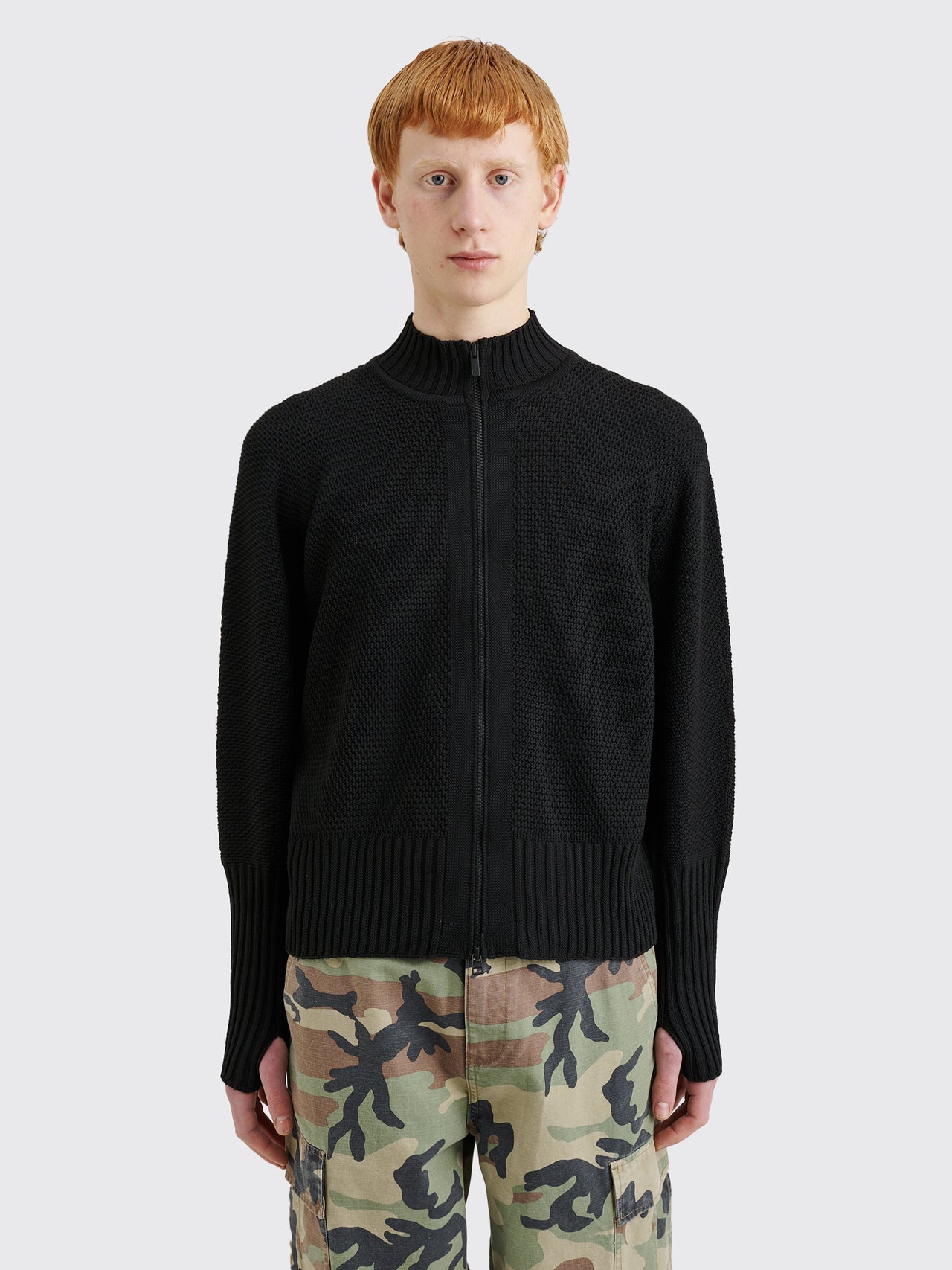 Homme Plissé Issey Miyake Rustic Knit Zip Sweater Black