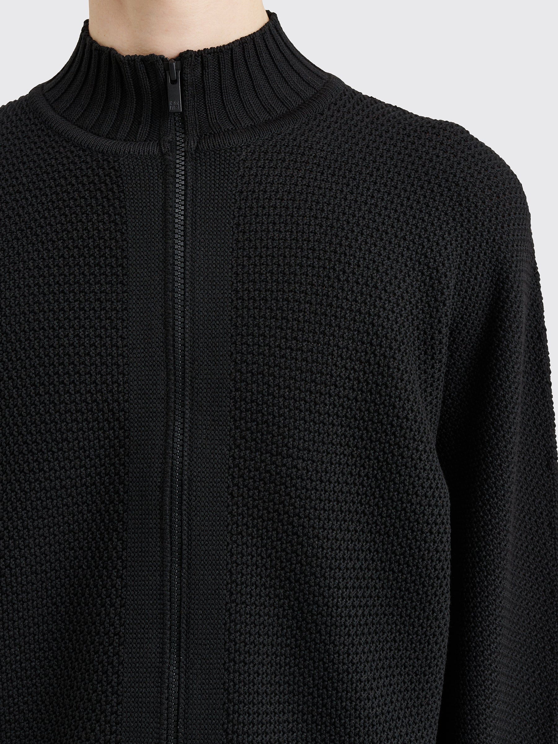 Homme Plissé Issey Miyake Rustic Knit Zip Sweater Black