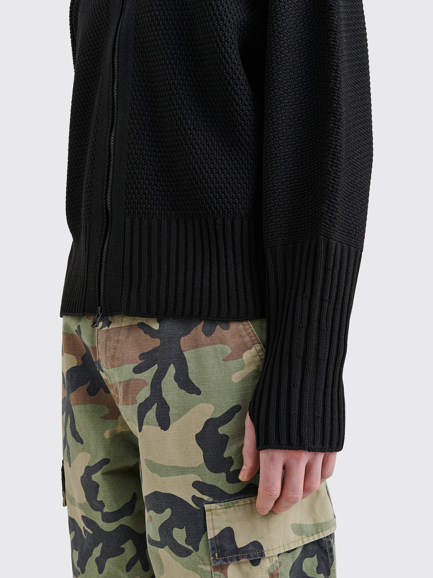 Homme Plissé Issey Miyake Rustic Knit Zip Sweater Black