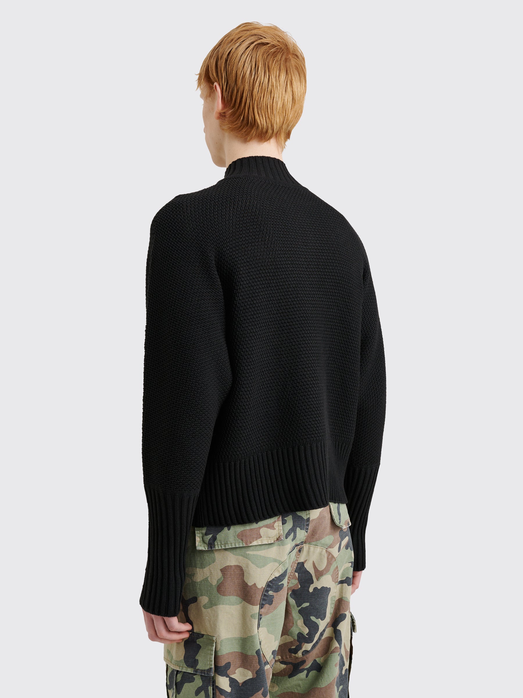 Homme Plissé Issey Miyake Rustic Knit Zip Sweater Black