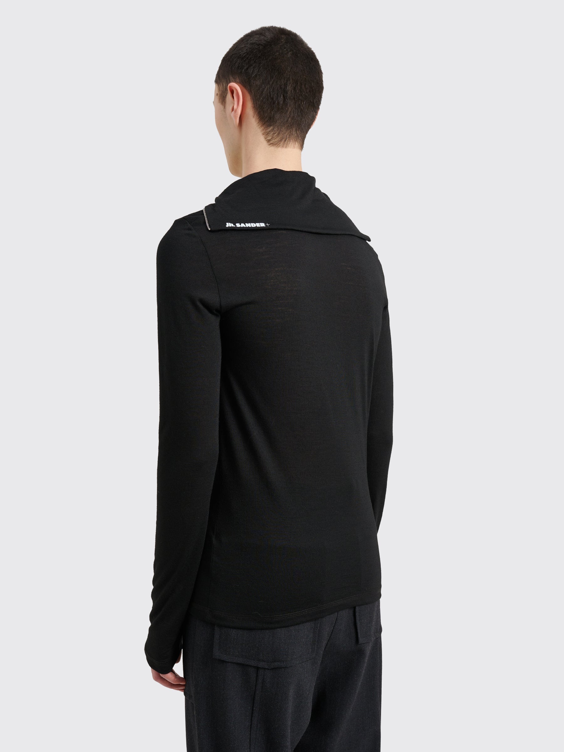 Jil Sander+ Technical Wool Half Zip Long Sleeve T-shirt Black
