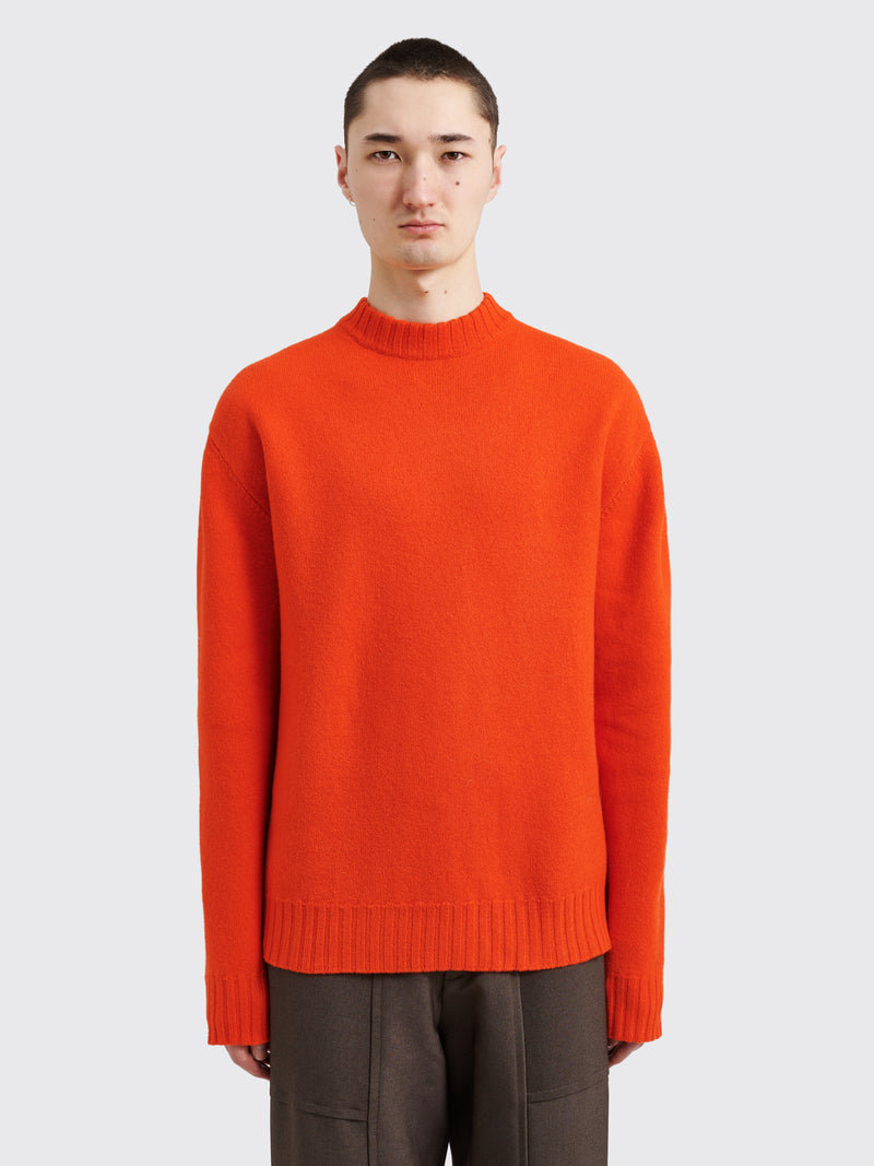 Jil Sander - boiled fine merino wool sweater poppy