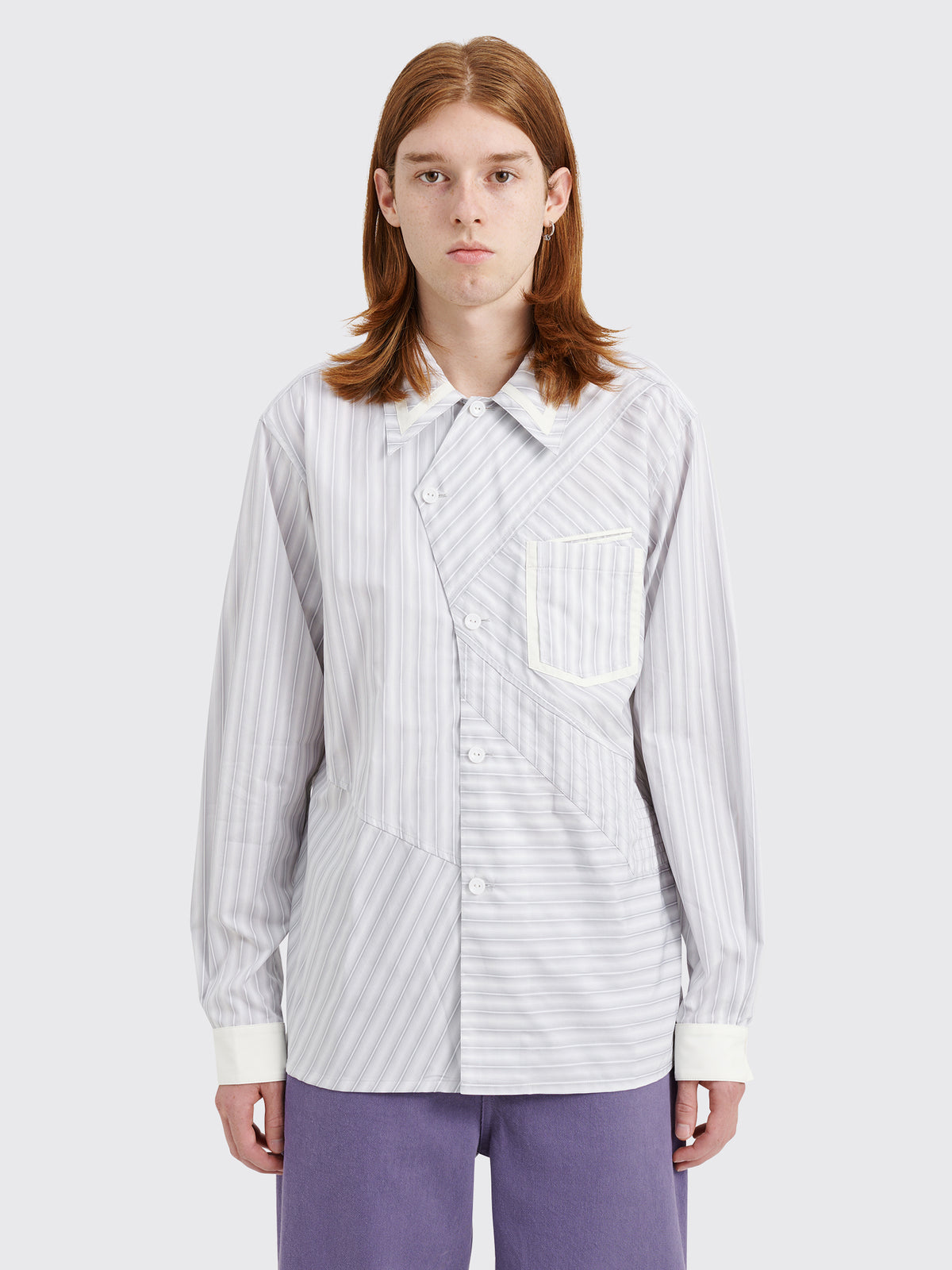 Kiko Kostadinov Aspasia Shirt Twill Light Grey Stripes – Très Bien