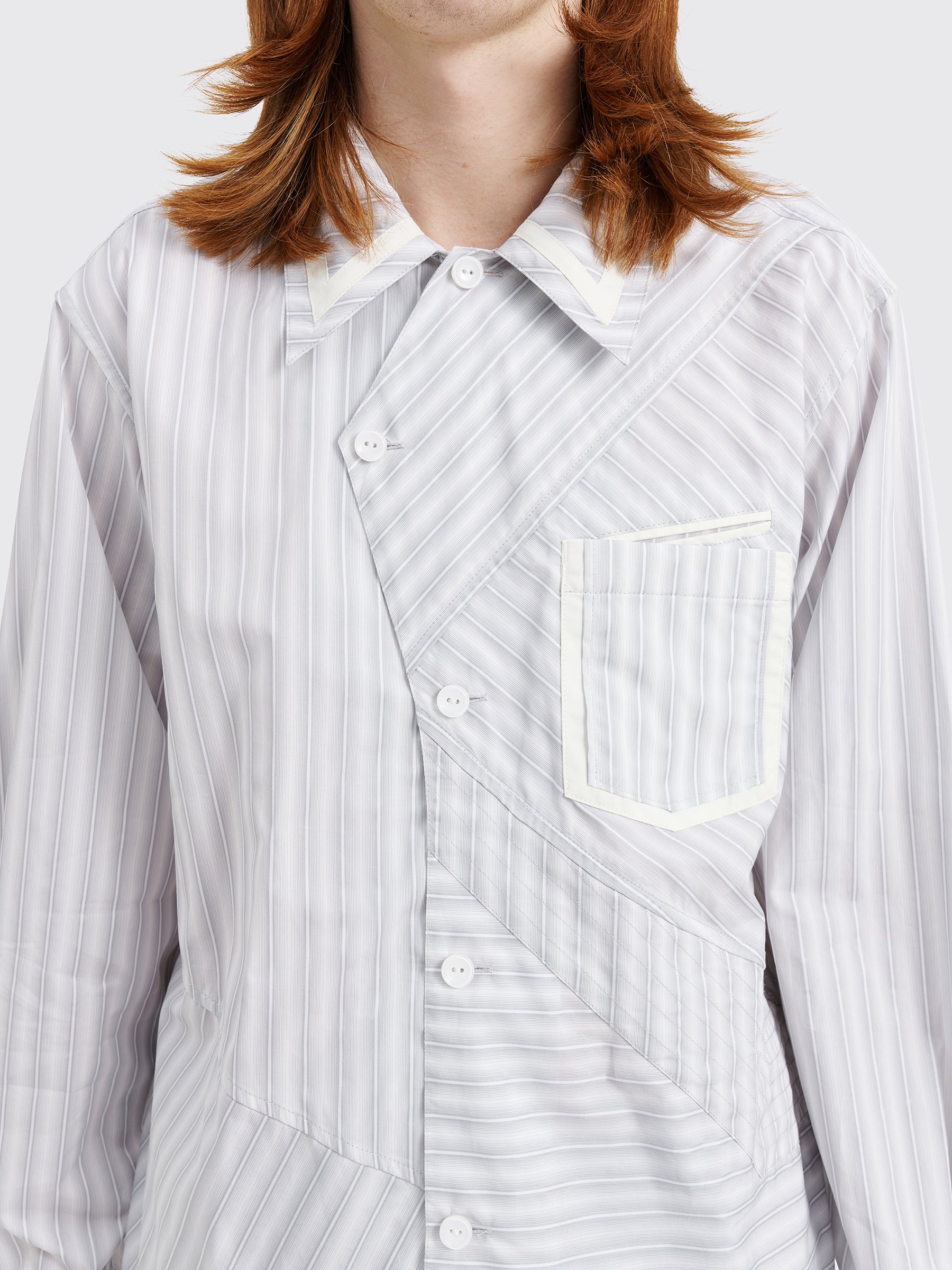 Kiko Kostadinov Aspasia Shirt Twill Light Grey Stripes