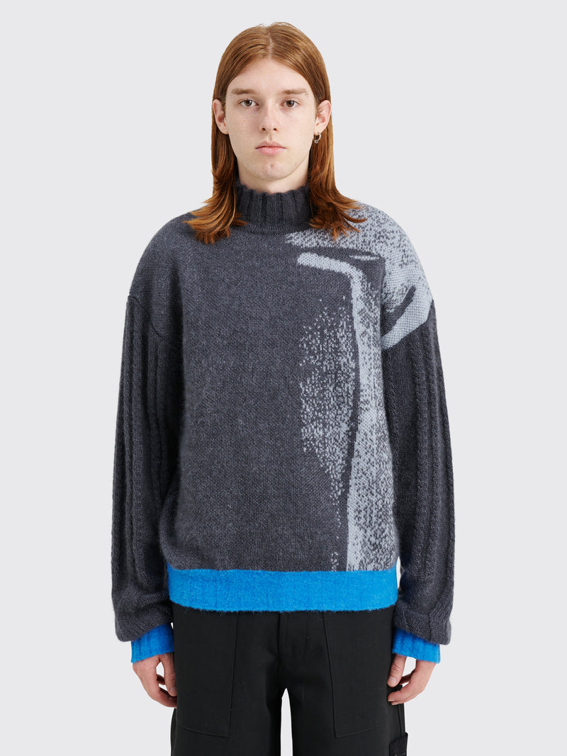 Kiko Kostadinov - mariann artwork jumper mohair silk grey / blue