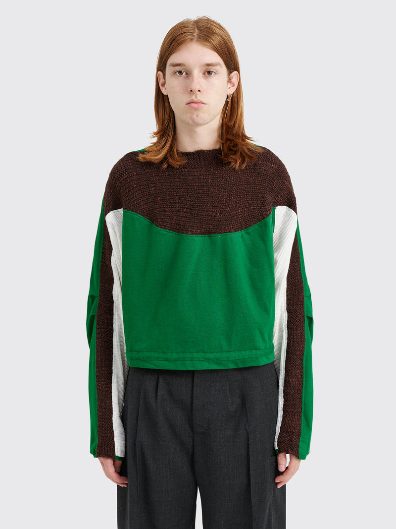 Kiko Kostadinov - solon knit hybrid ls top jersey hunter green / rust