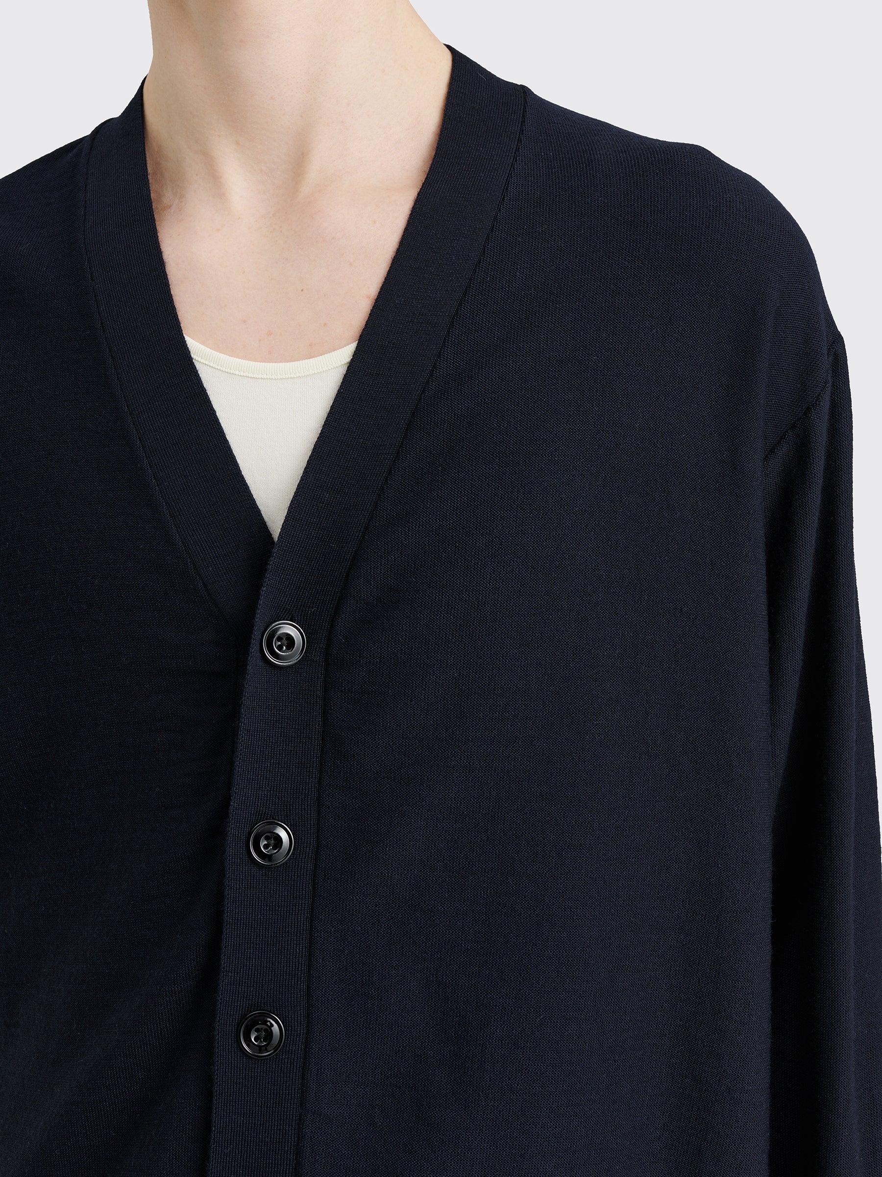 Lemaire Relaxed Twisted Cardigan Dark Navy