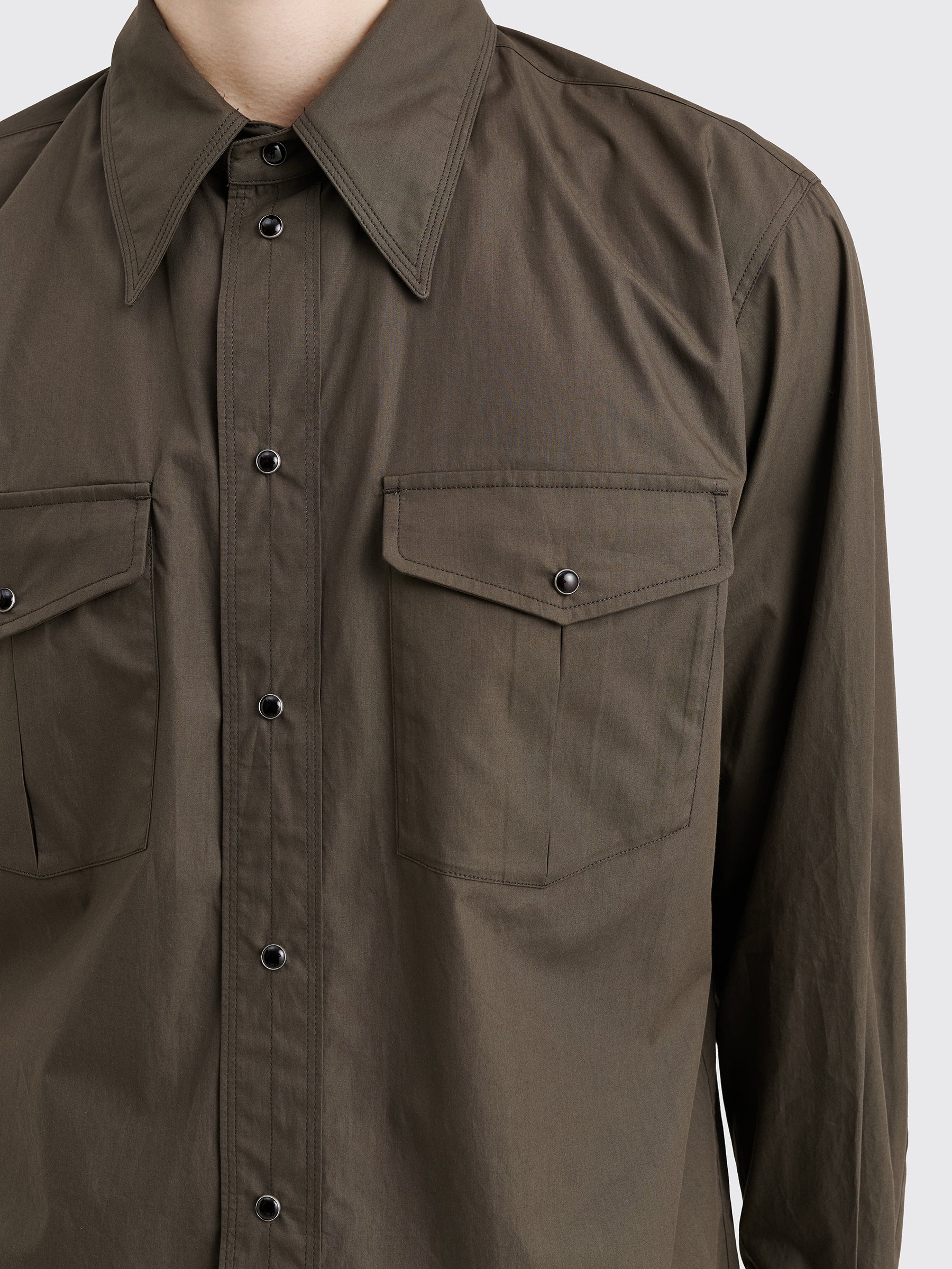 Lemaire Western Shirt With Snaps Espresso