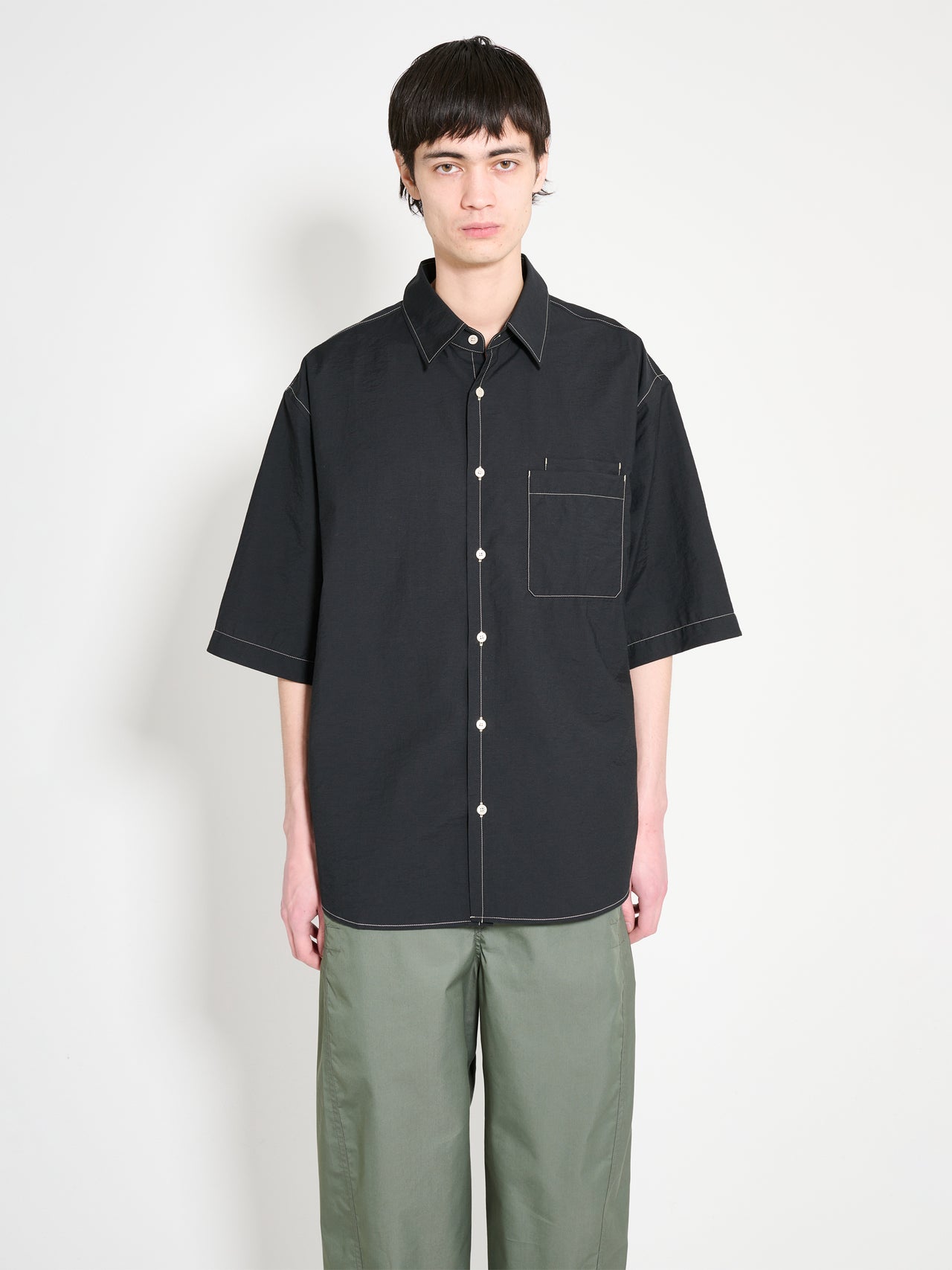 Lemaire Double Pocket Short Sleeve Shirt Black