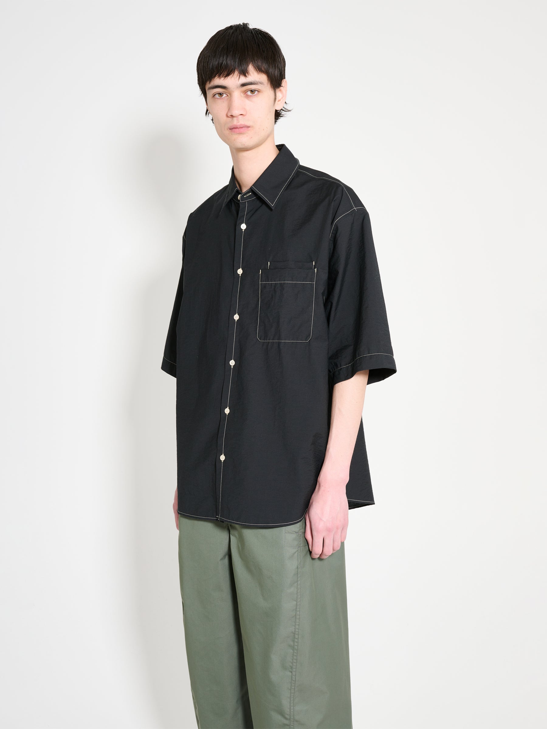 Lemaire Double Pocket Short Sleeve Shirt Black