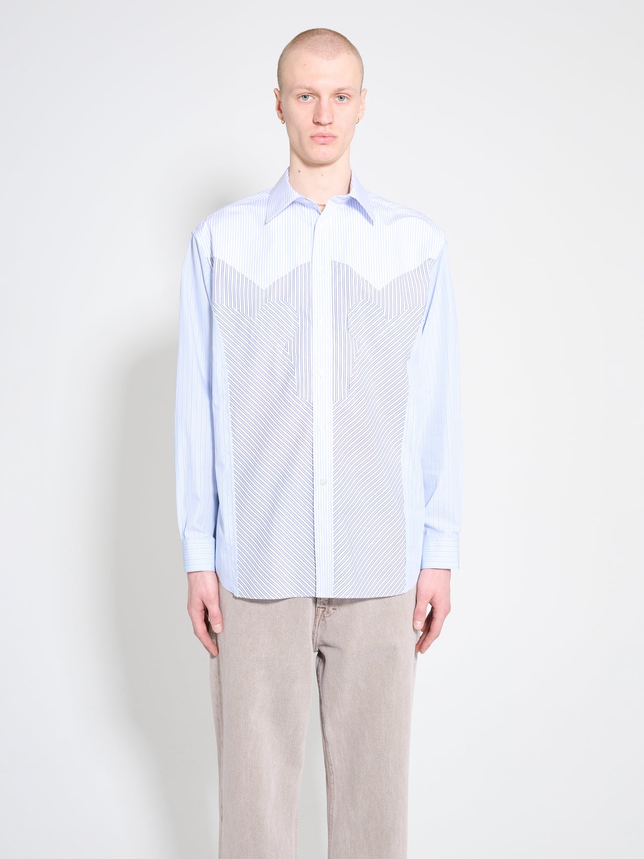 Maison Margiela Long Sleeved Shirt White Blue