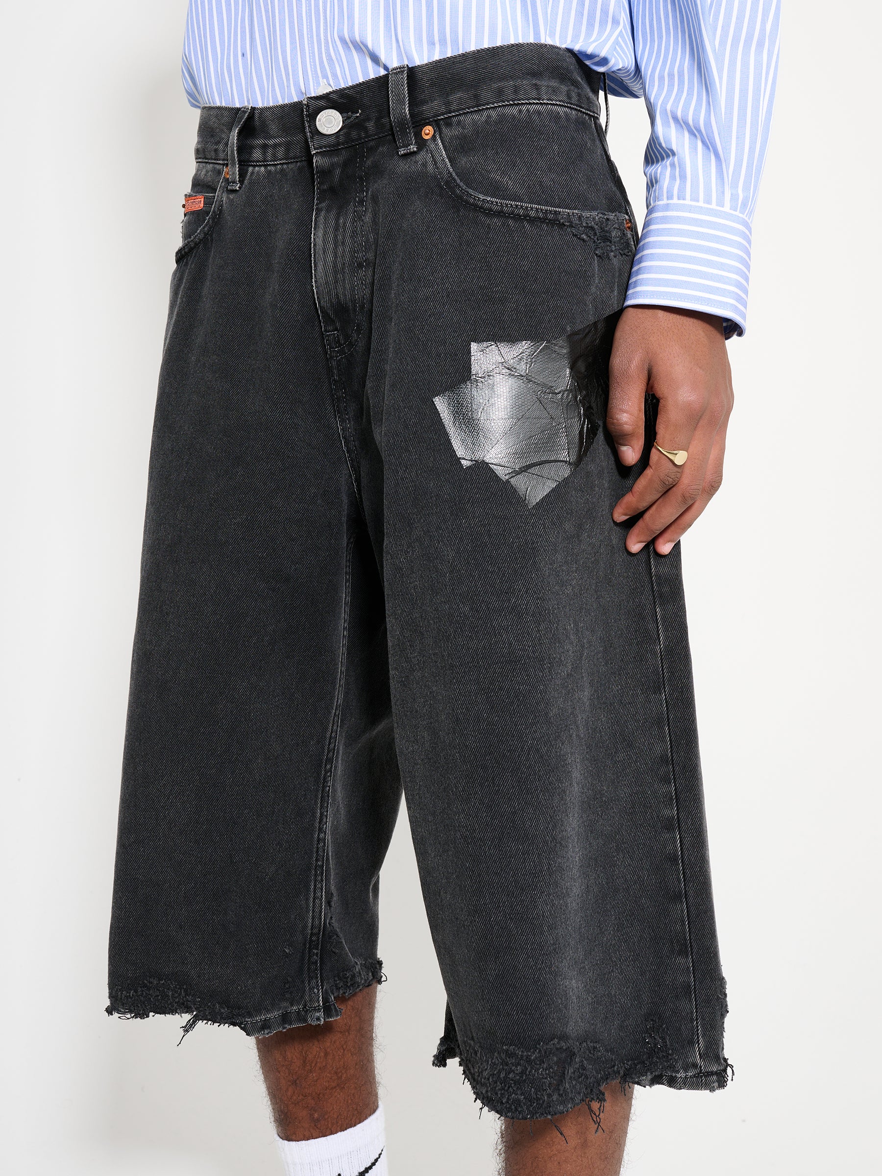 Martine Rose Jean Short Black Wash / Gaffer Tape