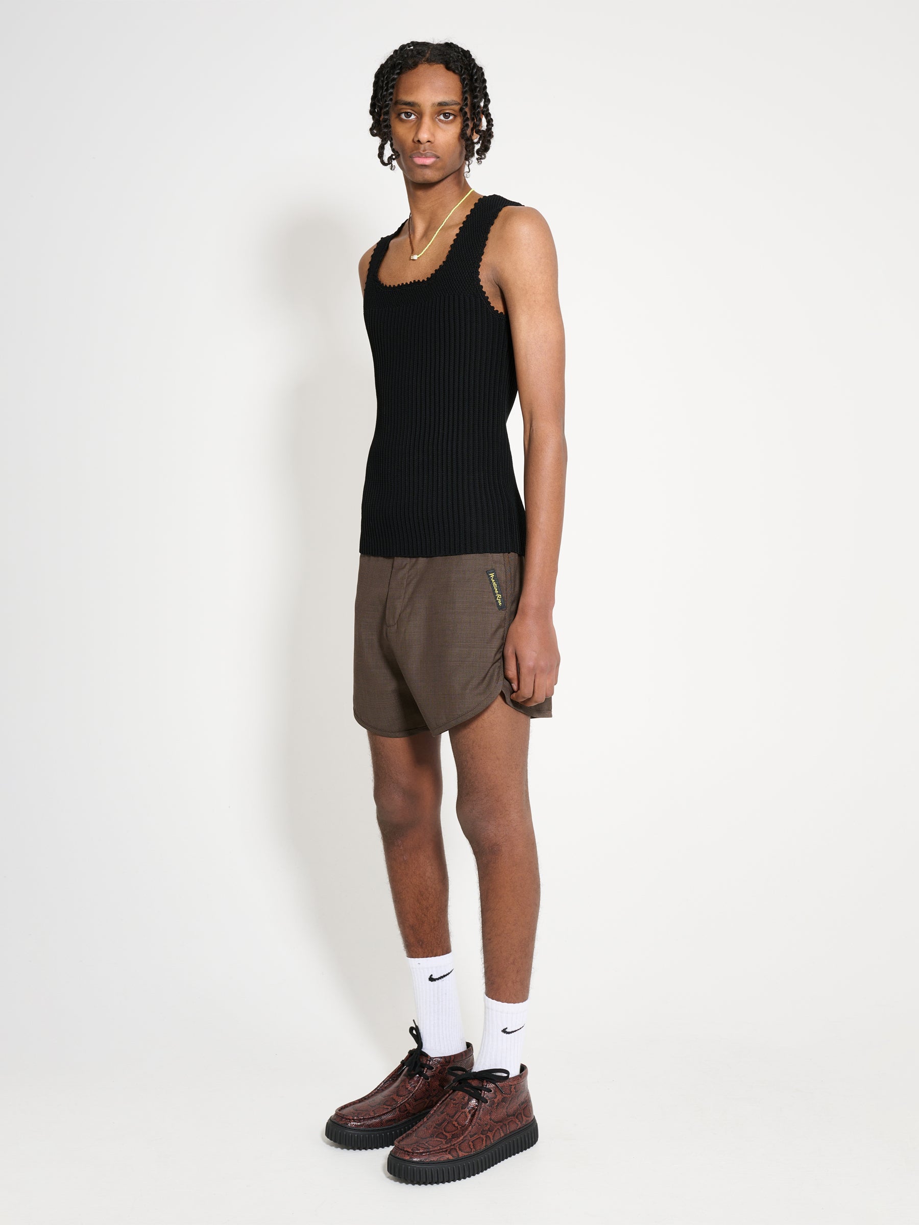 Martine Rose Tailored Gym Short Brown Houndstooth