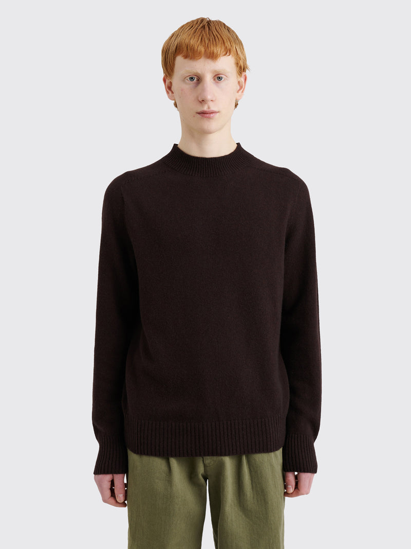 Margaret Howell - saddle crew neck cashmere cotton twist mahogany