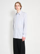 Margaret Howell Half Placket Shirt Fine Stripe Cotton Poplin Grey / White