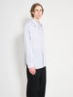 Margaret Howell Half Placket Shirt Fine Stripe Cotton Poplin Grey / White