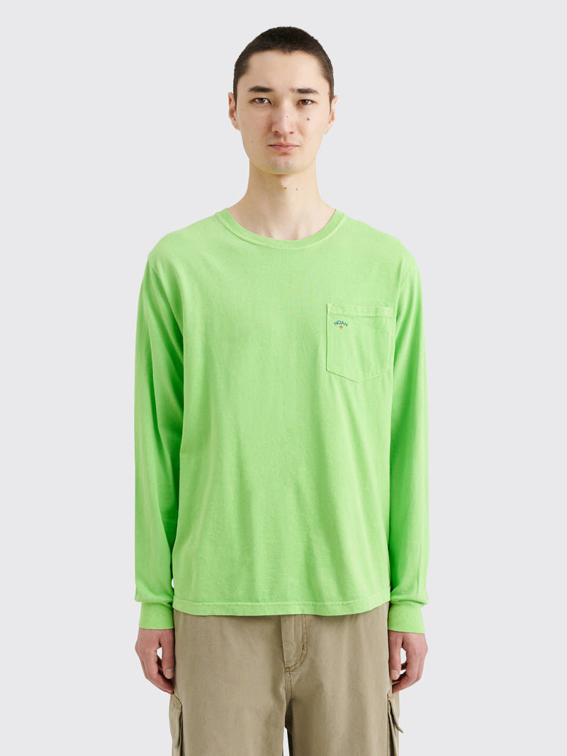 Noah - long sleeve core logo pocket tee jasmine green