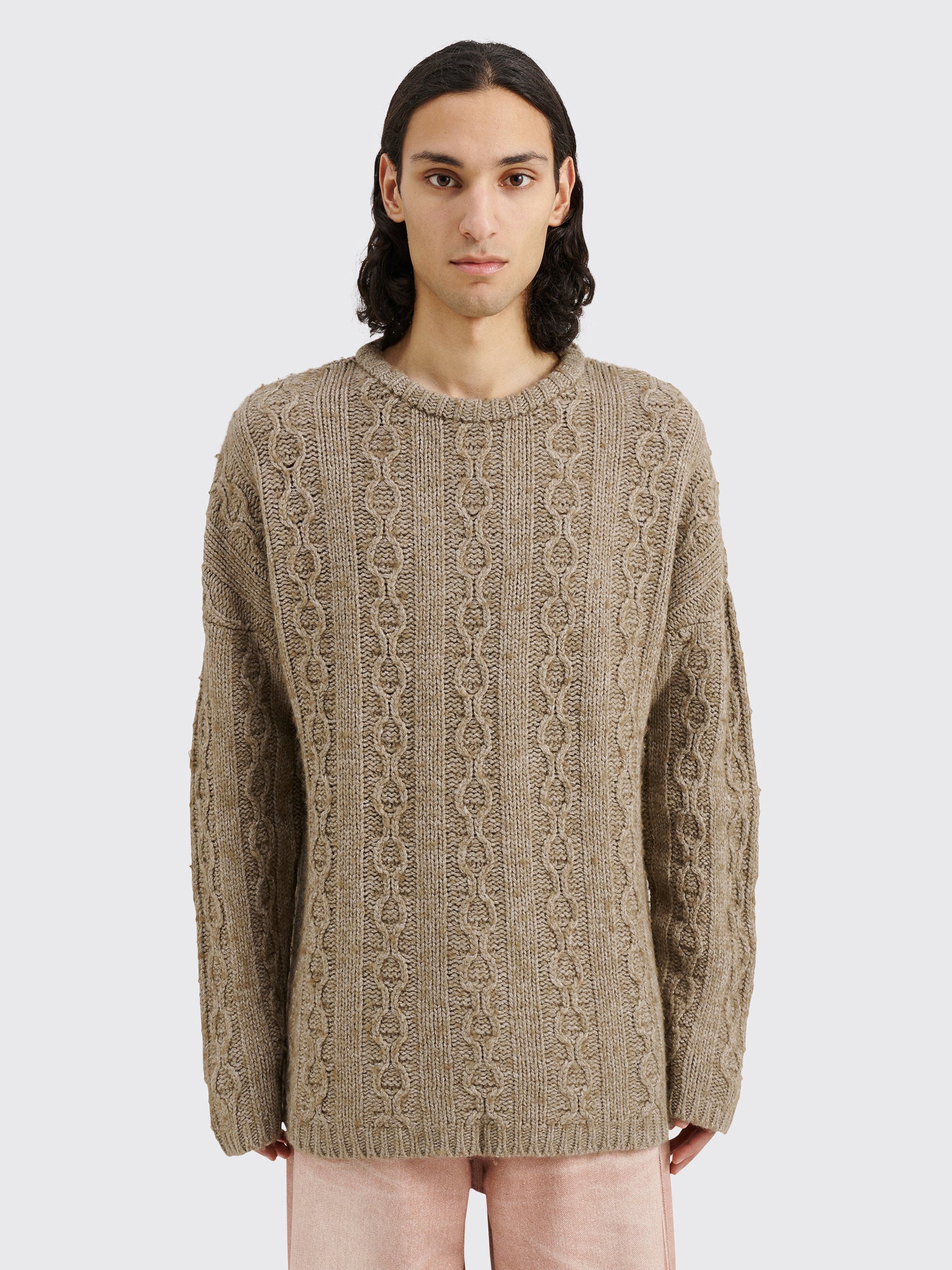 Our Legacy Funky Chain Knit Popover Roundneck Sweater Peafowl