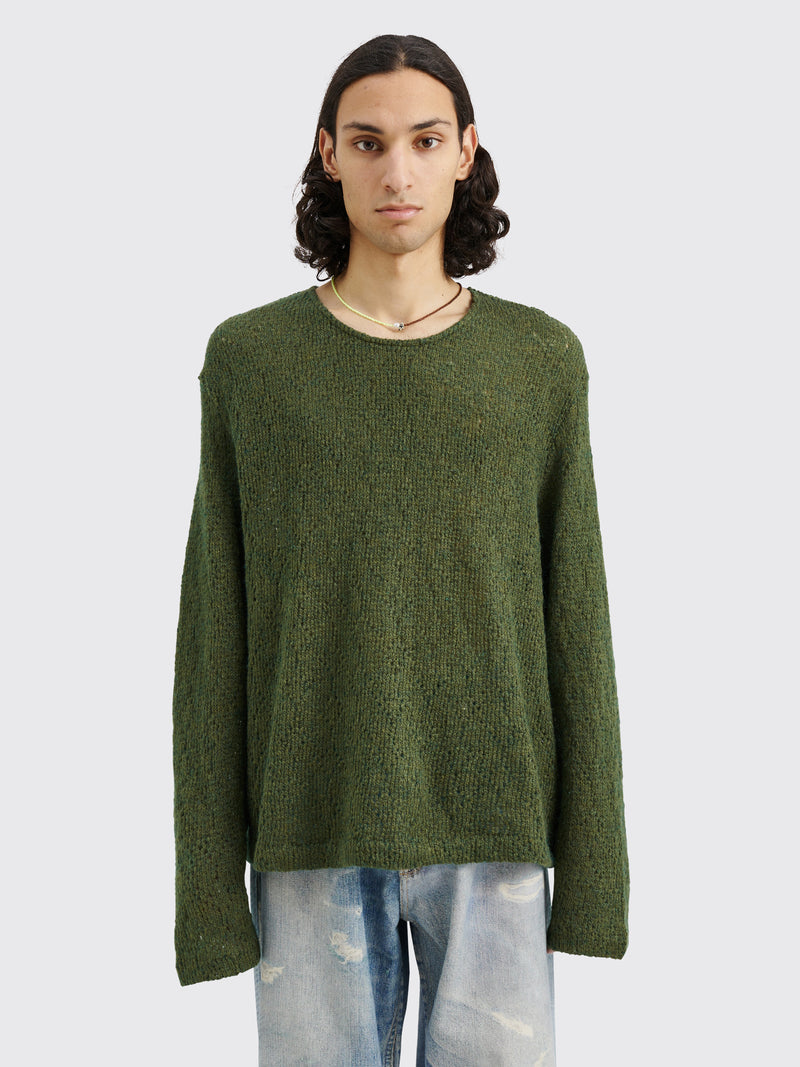 Our Legacy - double lock u neck crochet sweater moor green