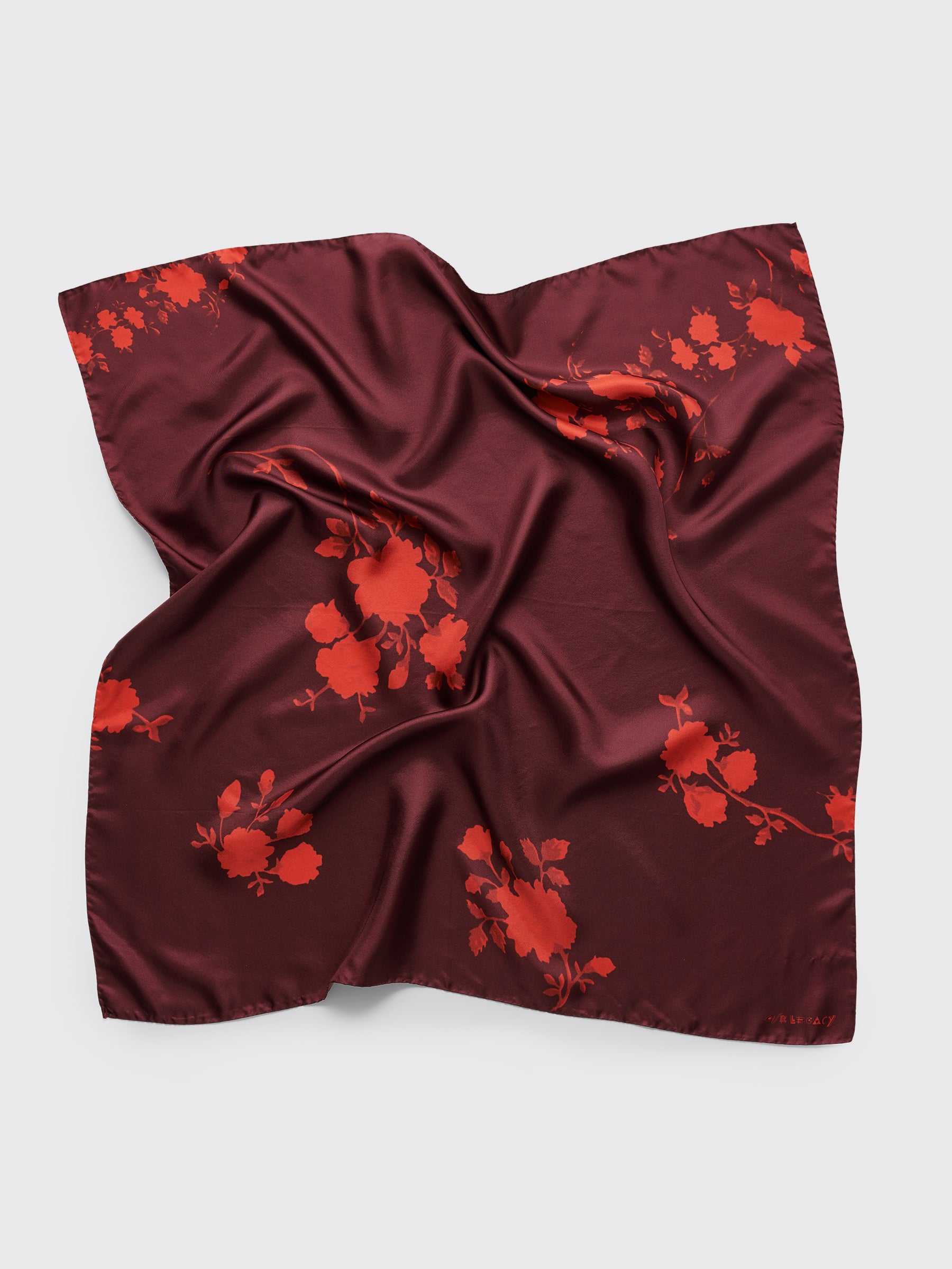 Our Legacy Knitted 90 CM Silk Scarf Half Tone Flower Print Red