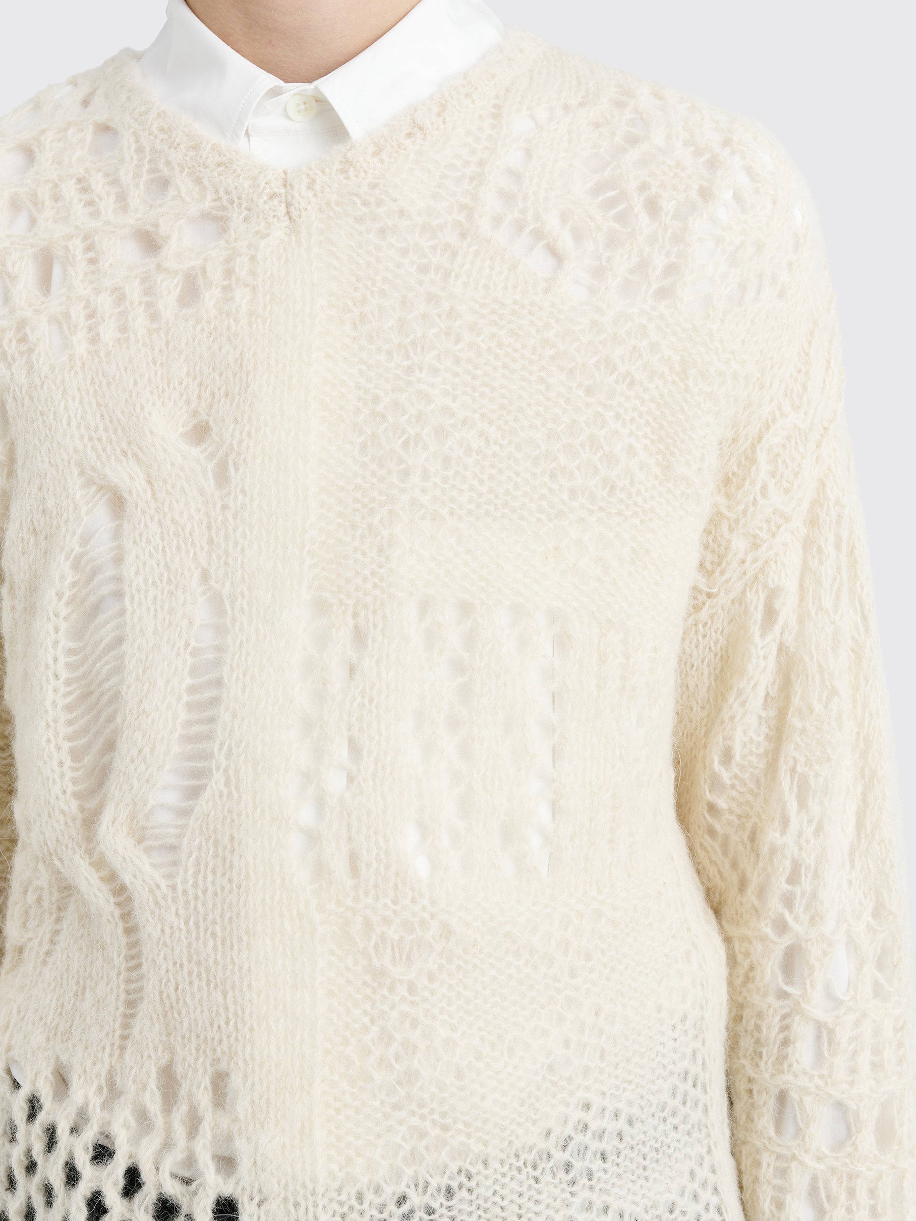Our Legacy V-Neck Crochet Airy Alpaca Sweater Bone