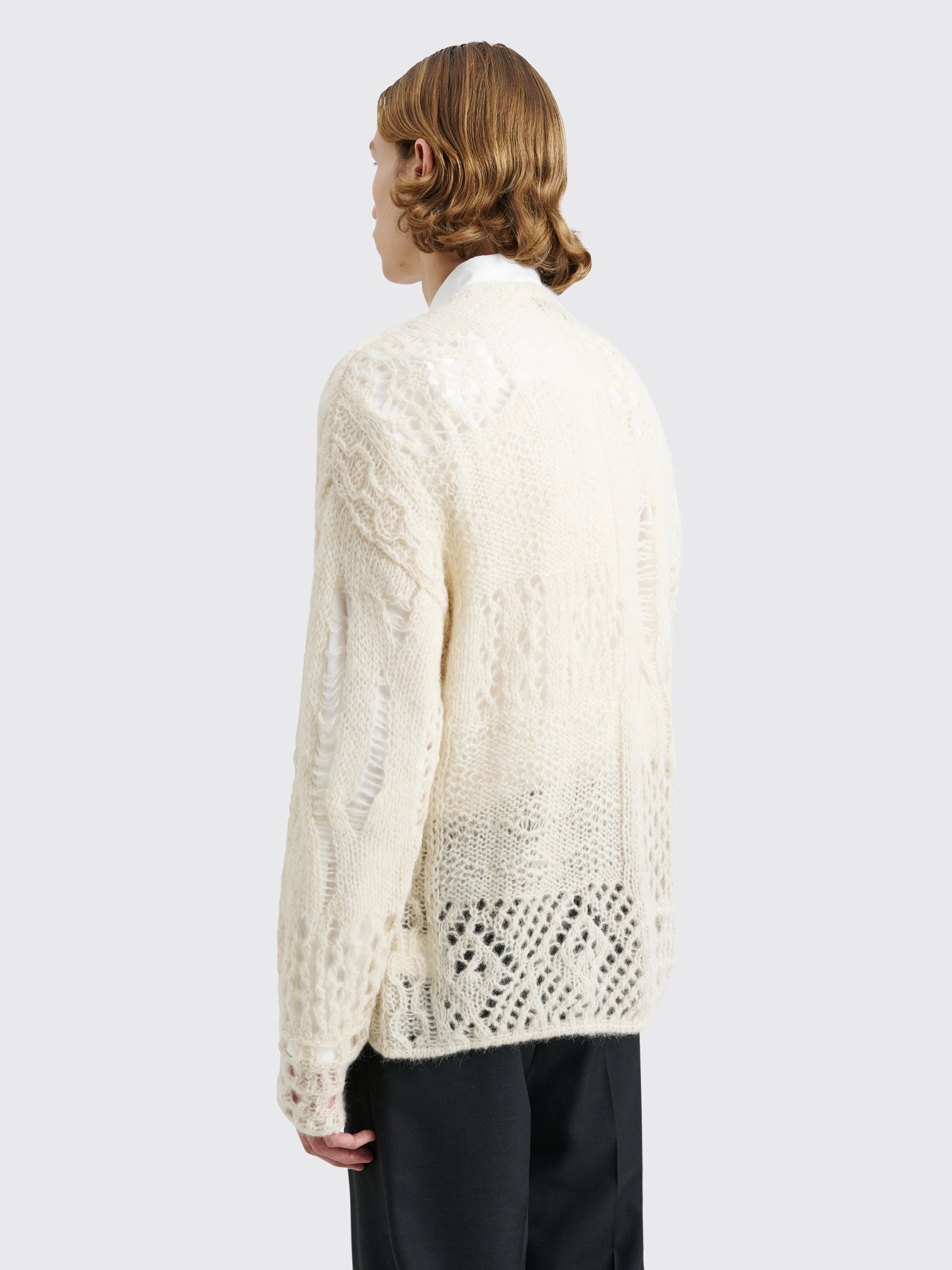 Our Legacy V-Neck Crochet Airy Alpaca Sweater Bone