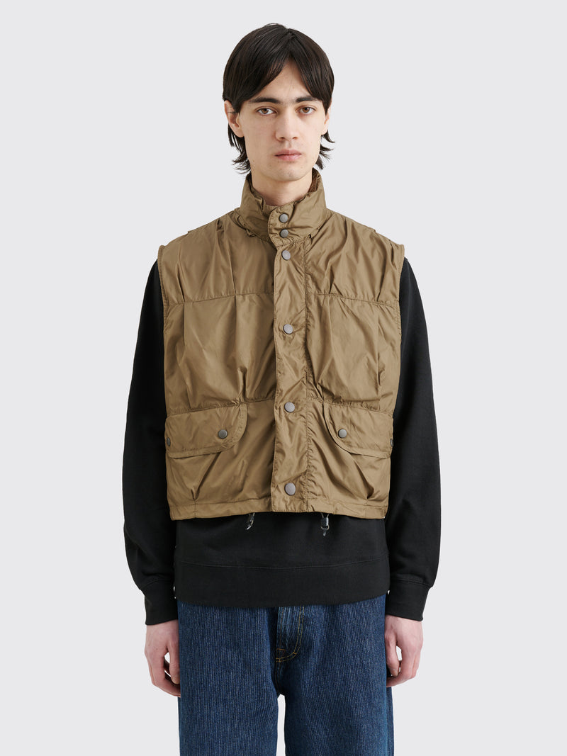 Our Legacy - cropped exhale puffa vest cavalry olive aero nylon