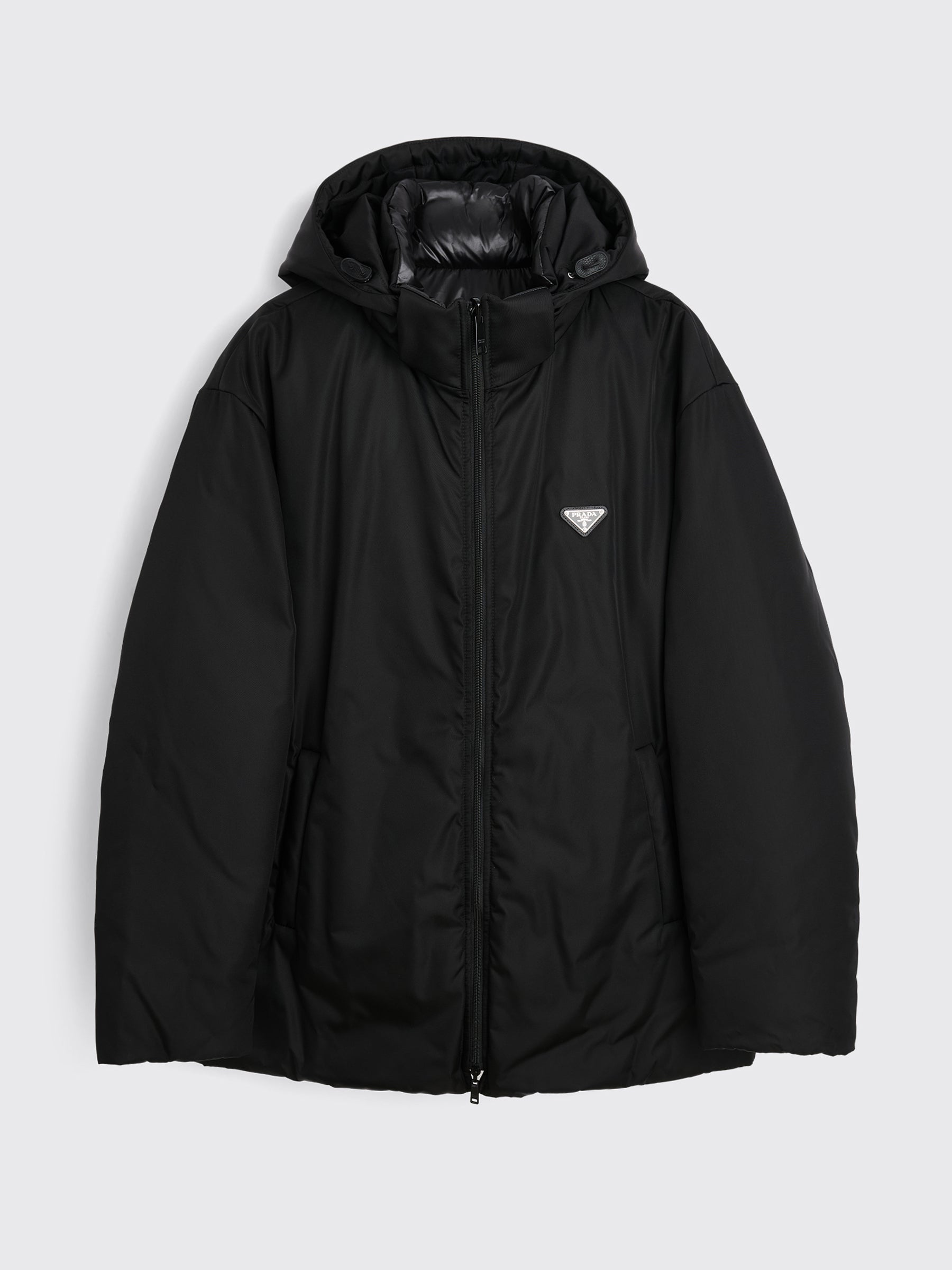 Prada Reversible Hooded Re-Nylon Down Jacket Black