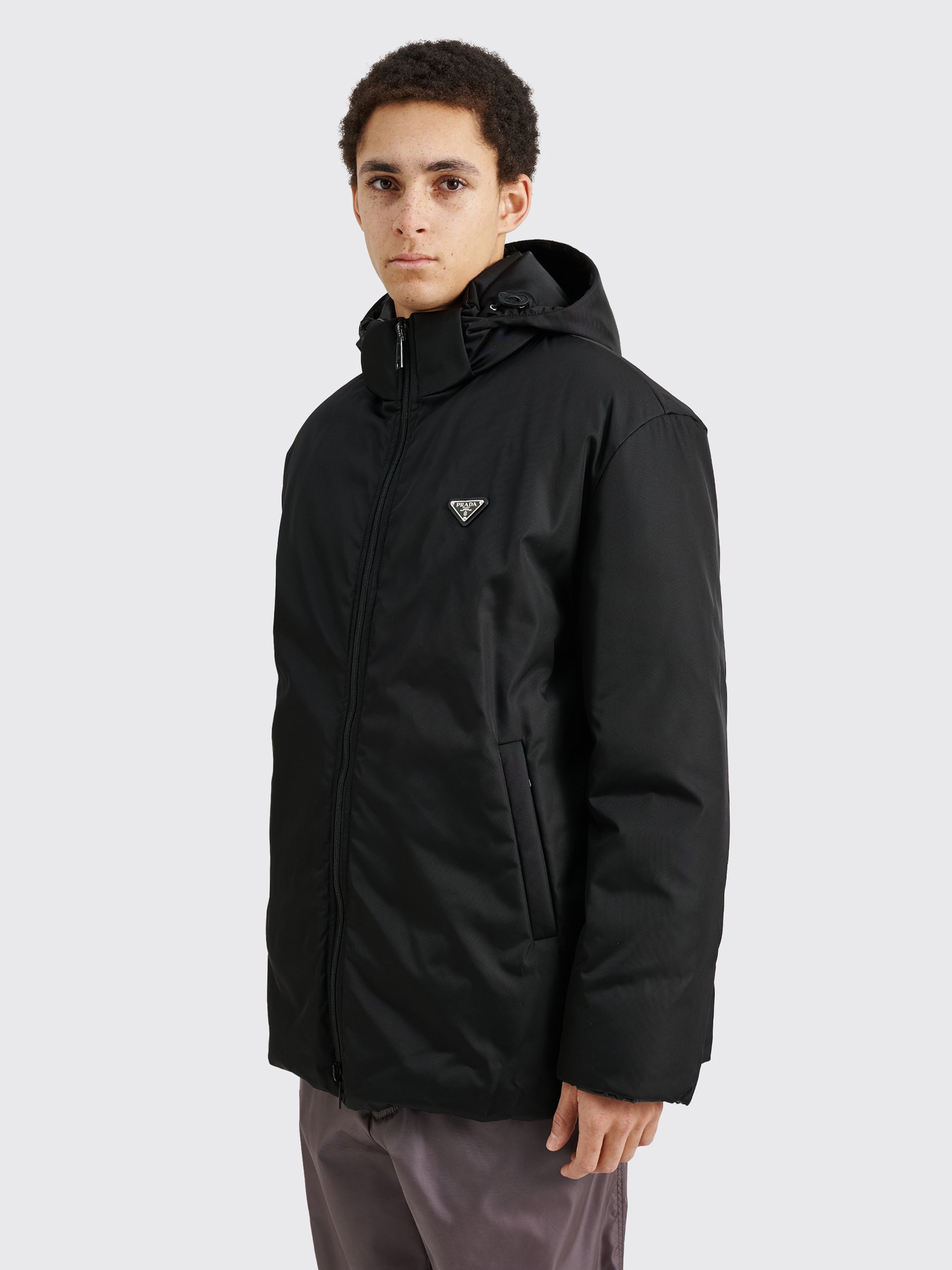 Prada Reversible Hooded Re-Nylon Down Jacket Black