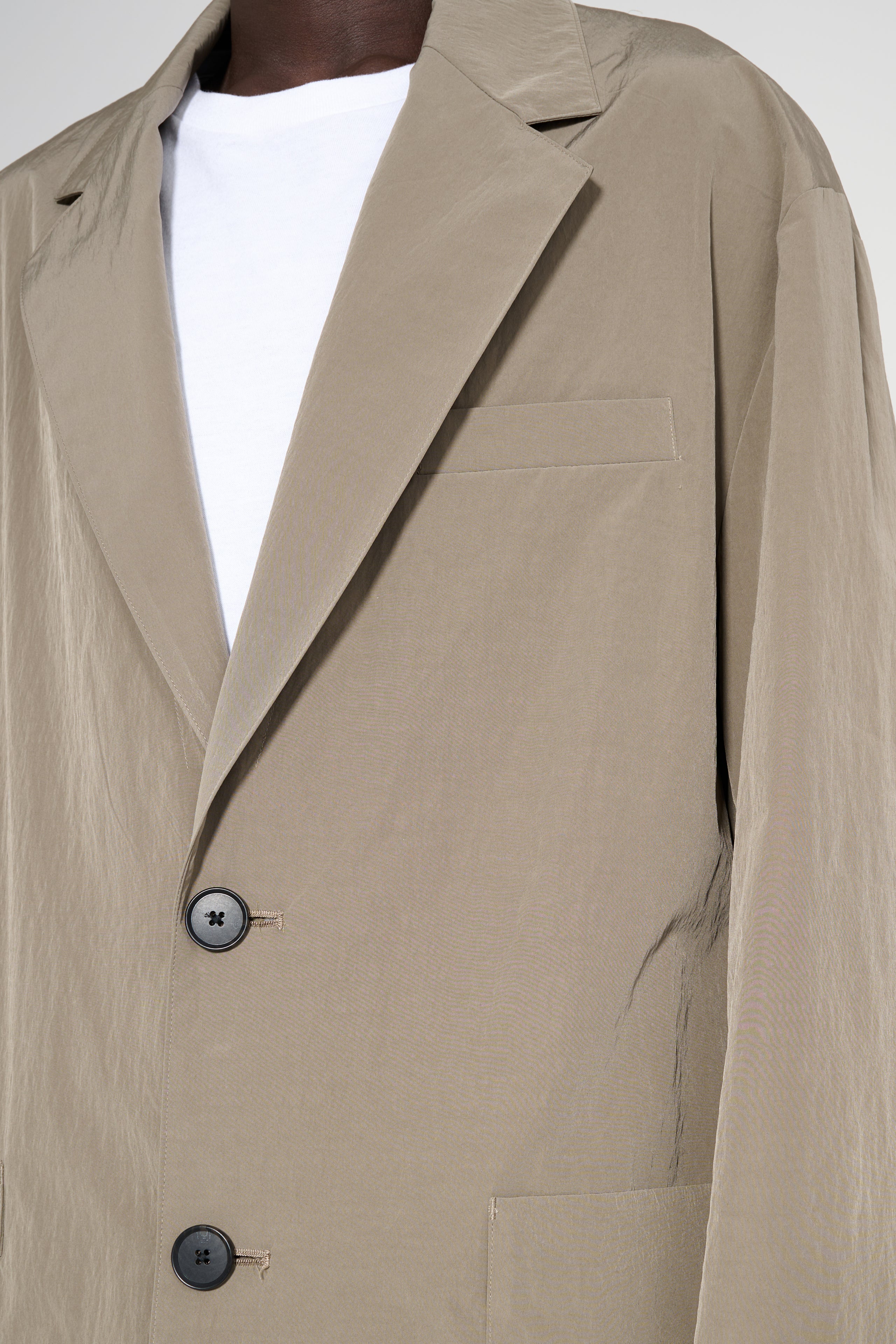 ssstein Windproof Nylon Single Breasted Jacket Taupe