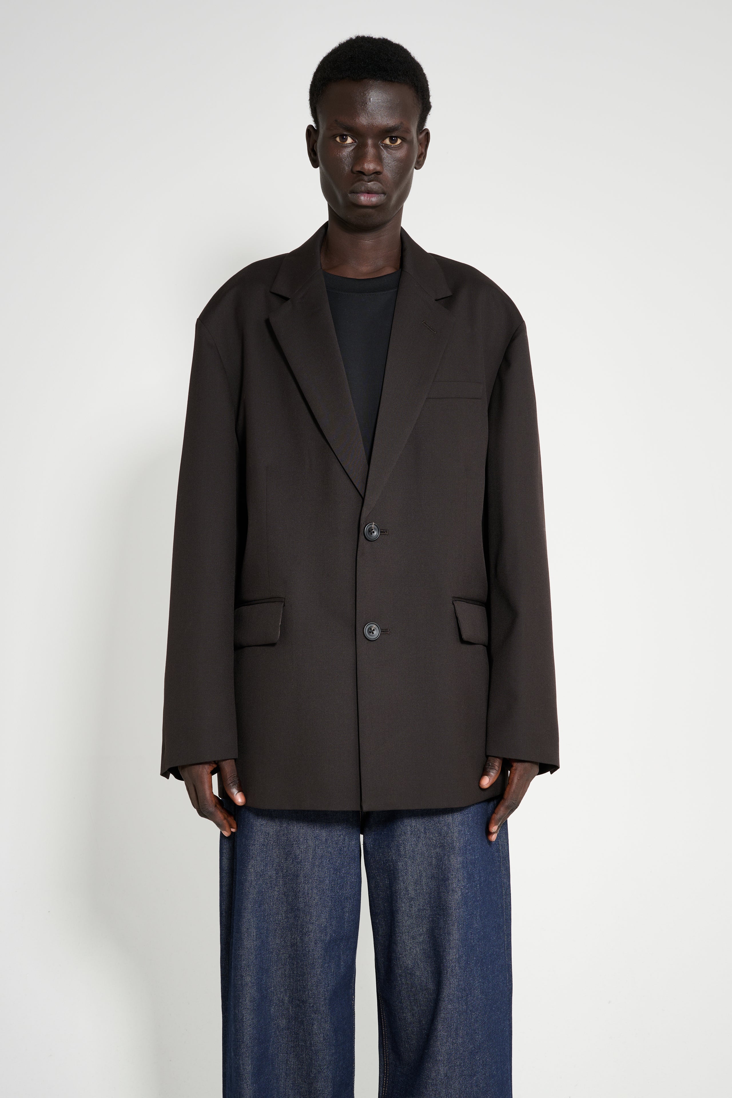 ssstein Oversized Single Breasted Jacket Dark Brown